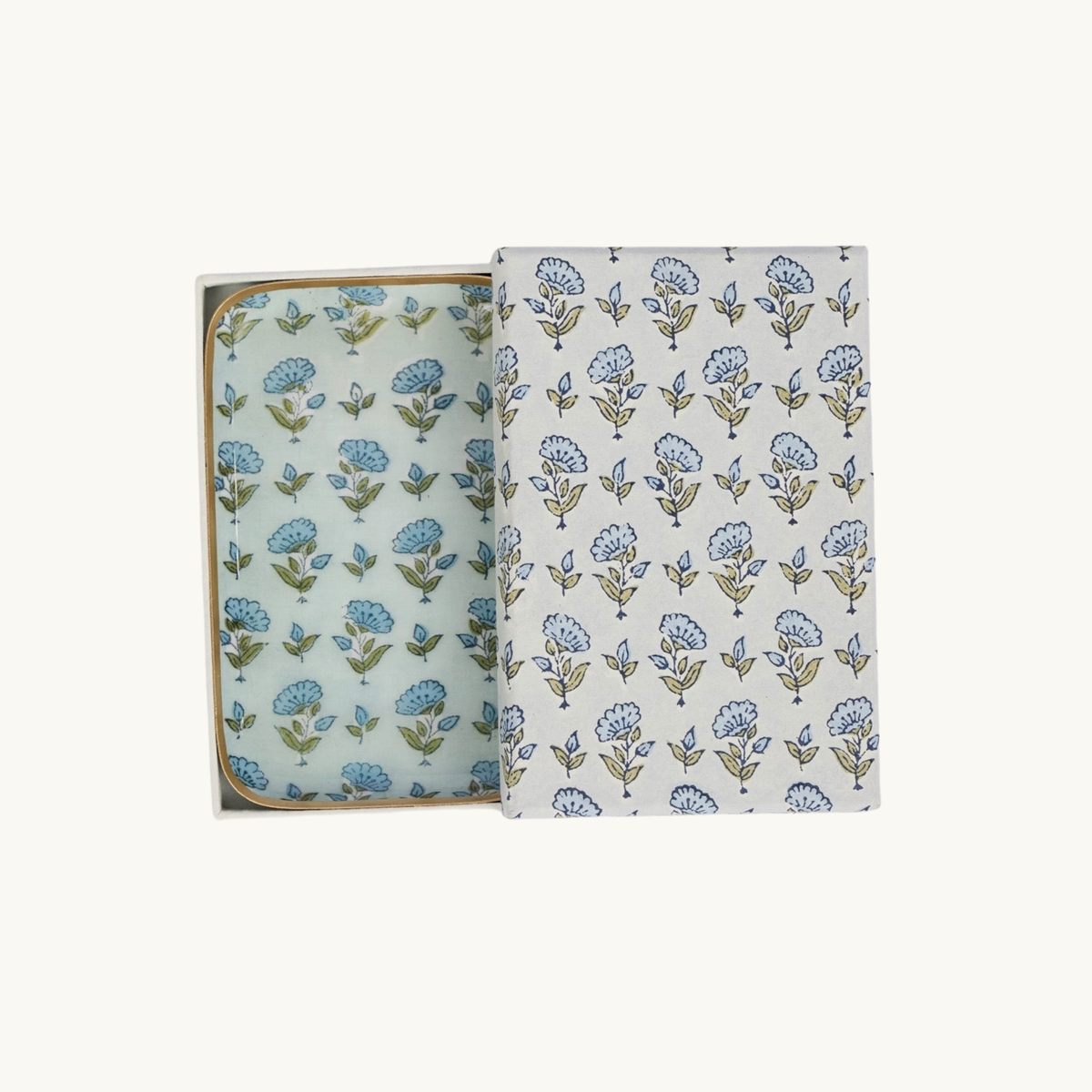 Blue Ditsy Floral Decorative Enamelled Tray (Small)