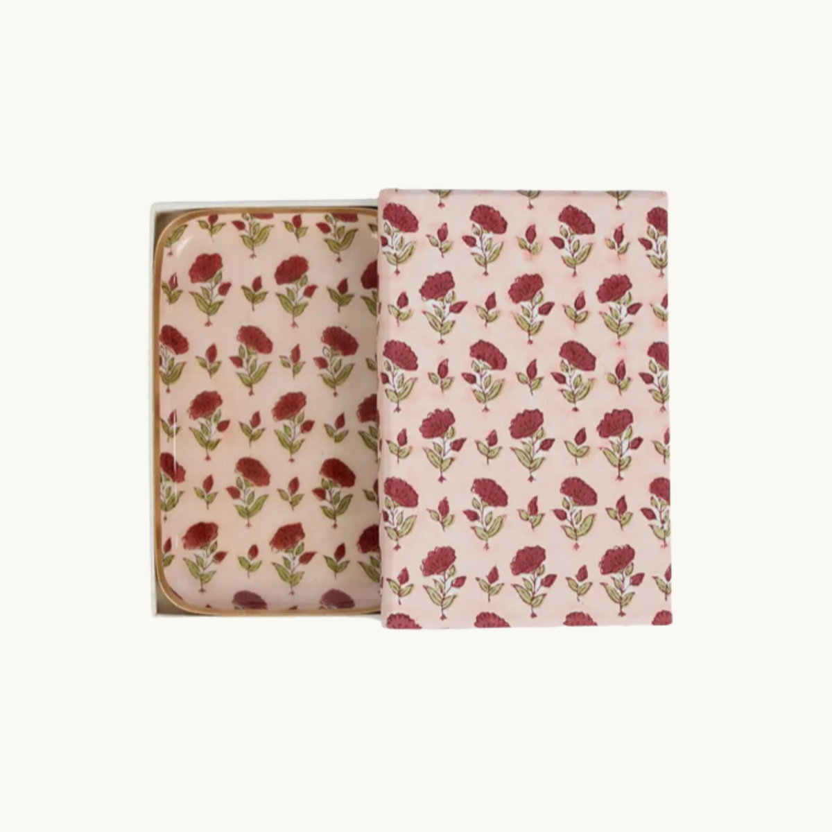 Scarlet Ditsy Floral Decorative Enamelled Tray (Small)