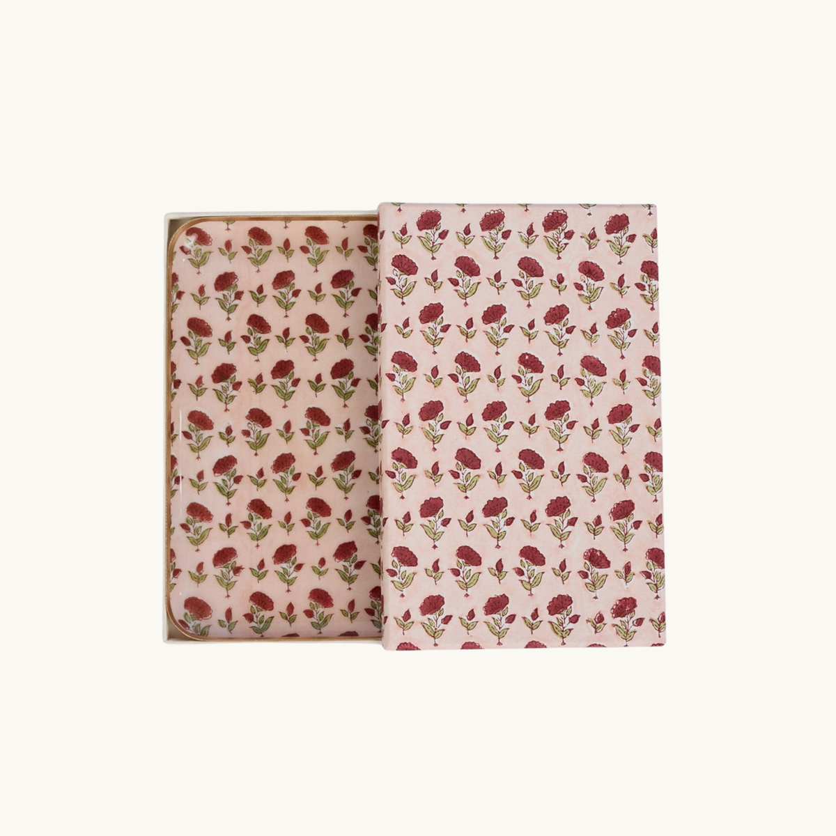 Scarlet Ditsy Floral Decorative Enamelled Tray (Medium)