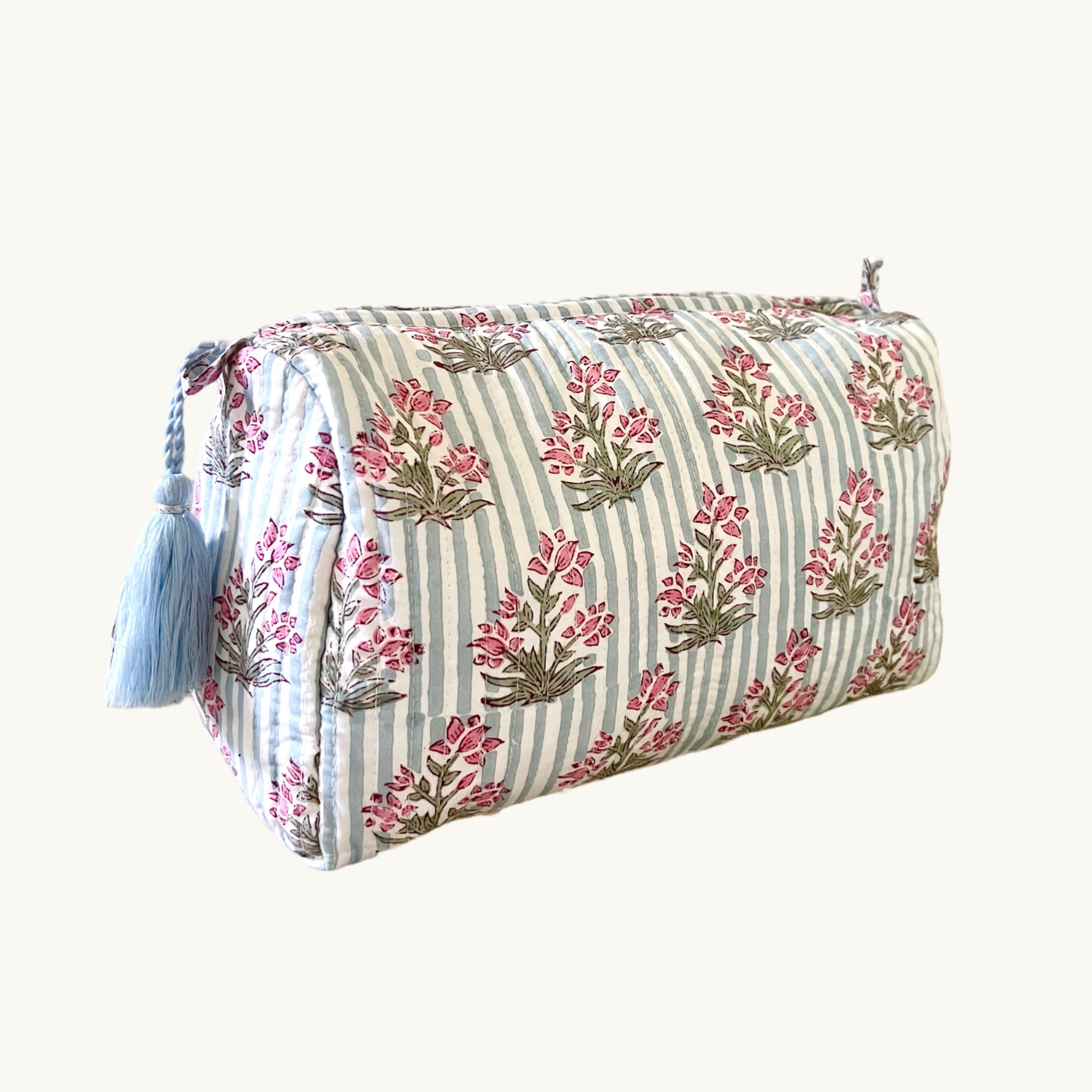 Blue Johari Handblocked Wash Bag