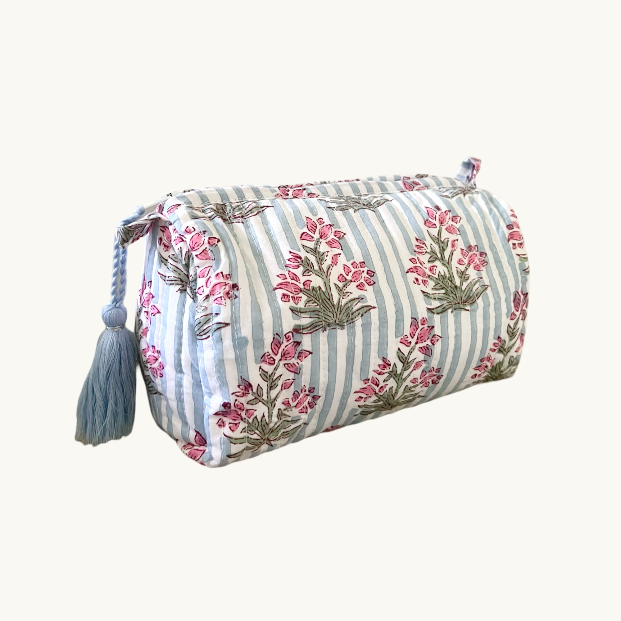 Blue Johari Handblocked Wash Bag