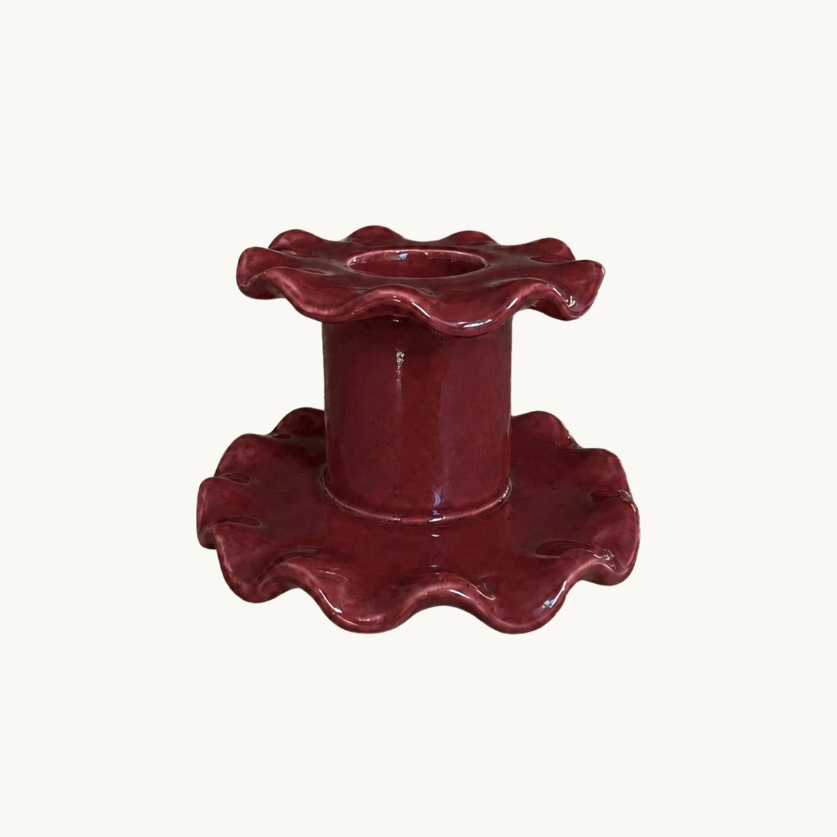 Burgundy Frill Candlestick (Small)
