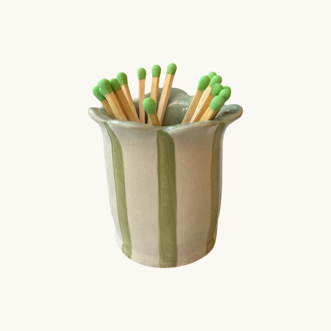 Sage Green Daisy Scalloped Match Holder