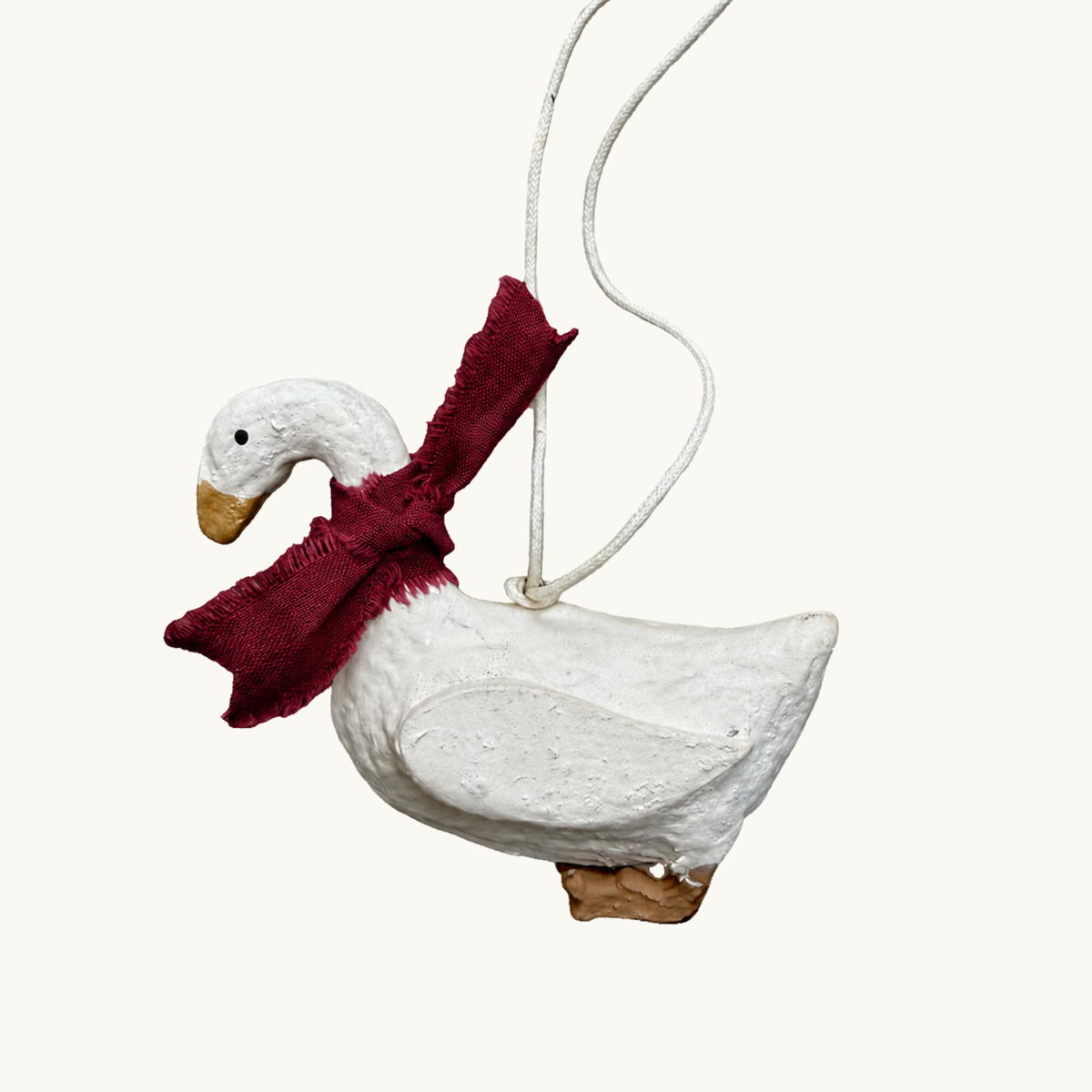 Festive Cotton Mache Goose Decoration