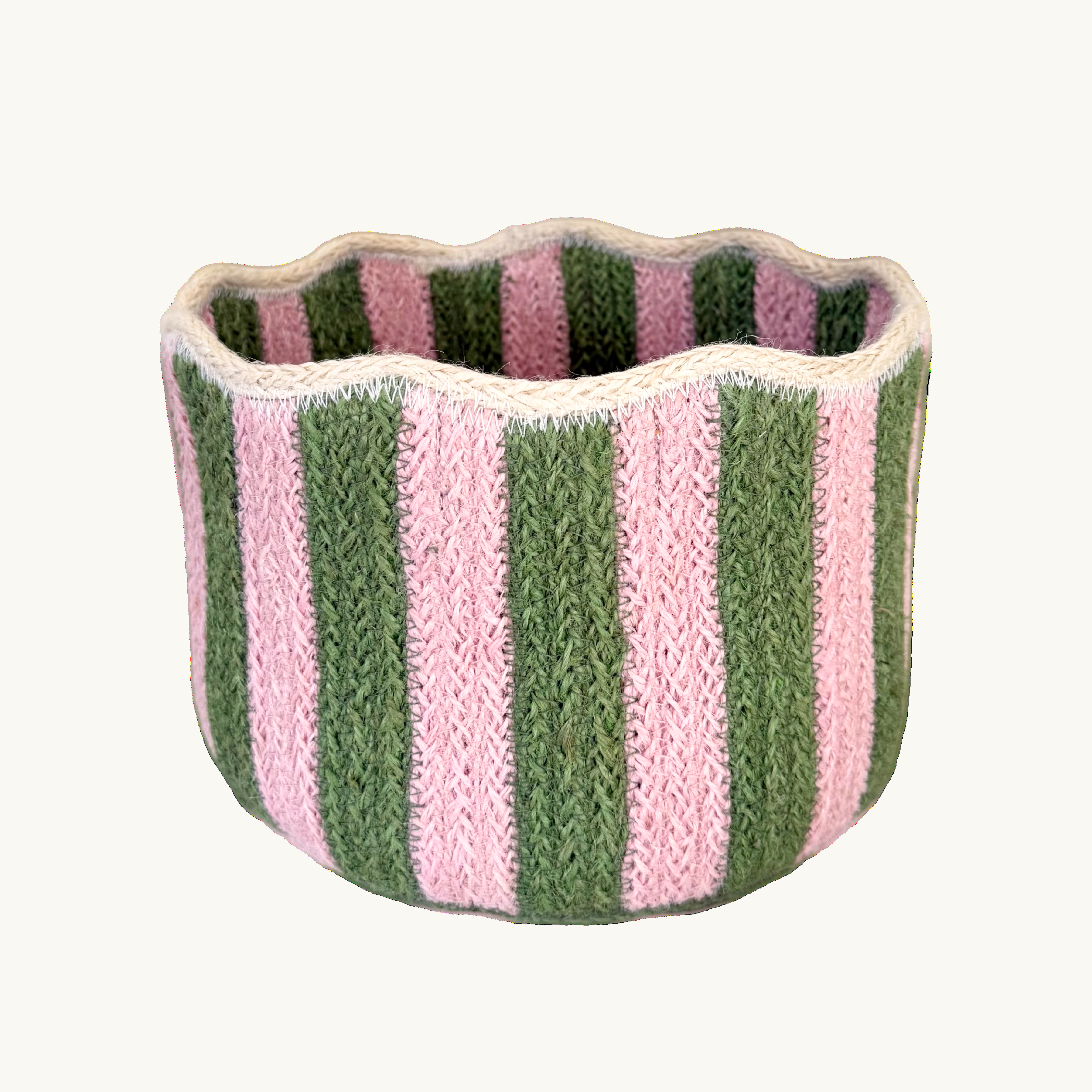 Kiwi Striped Scalloped Basket