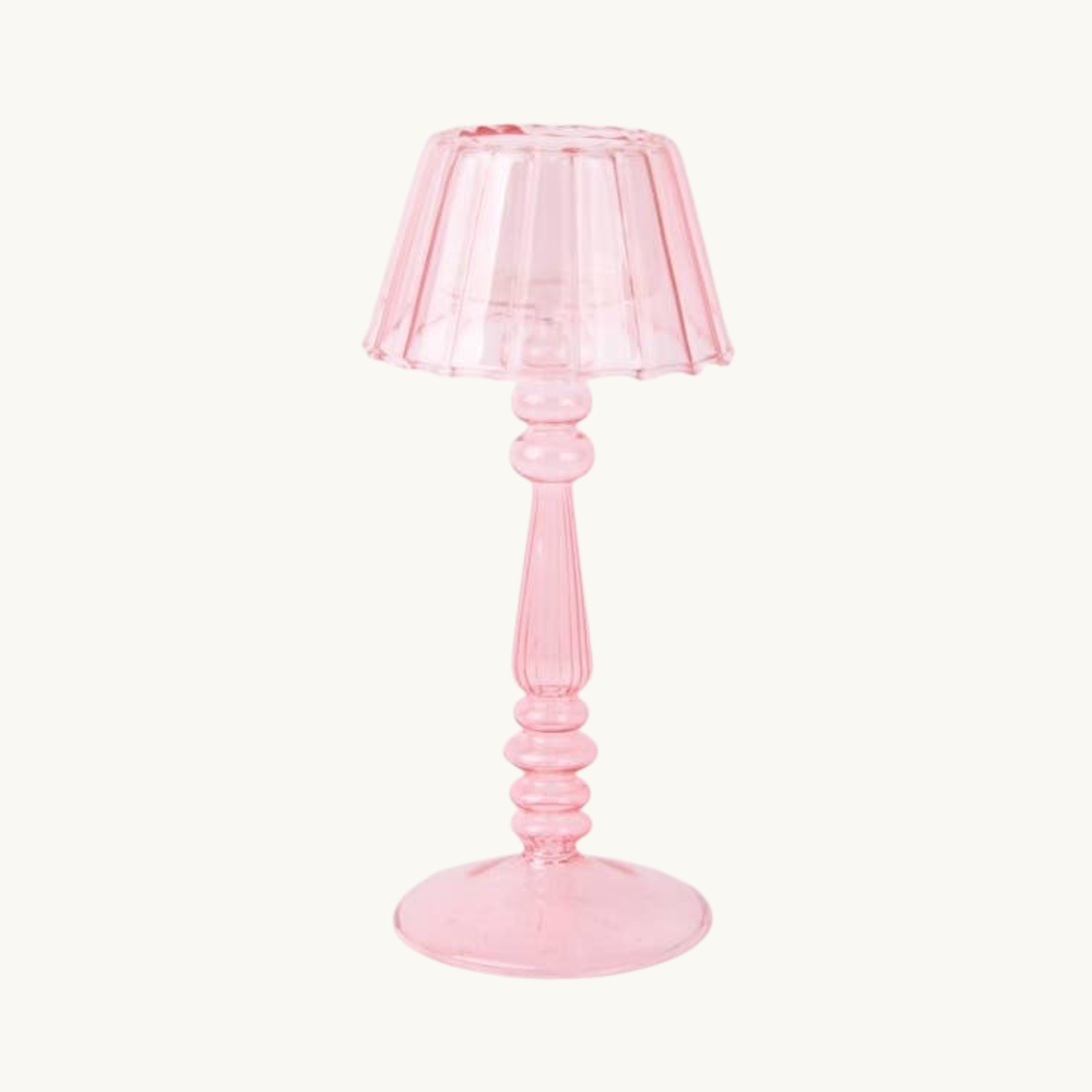 Light Pink Lamp-Style Glass Tealight Holder