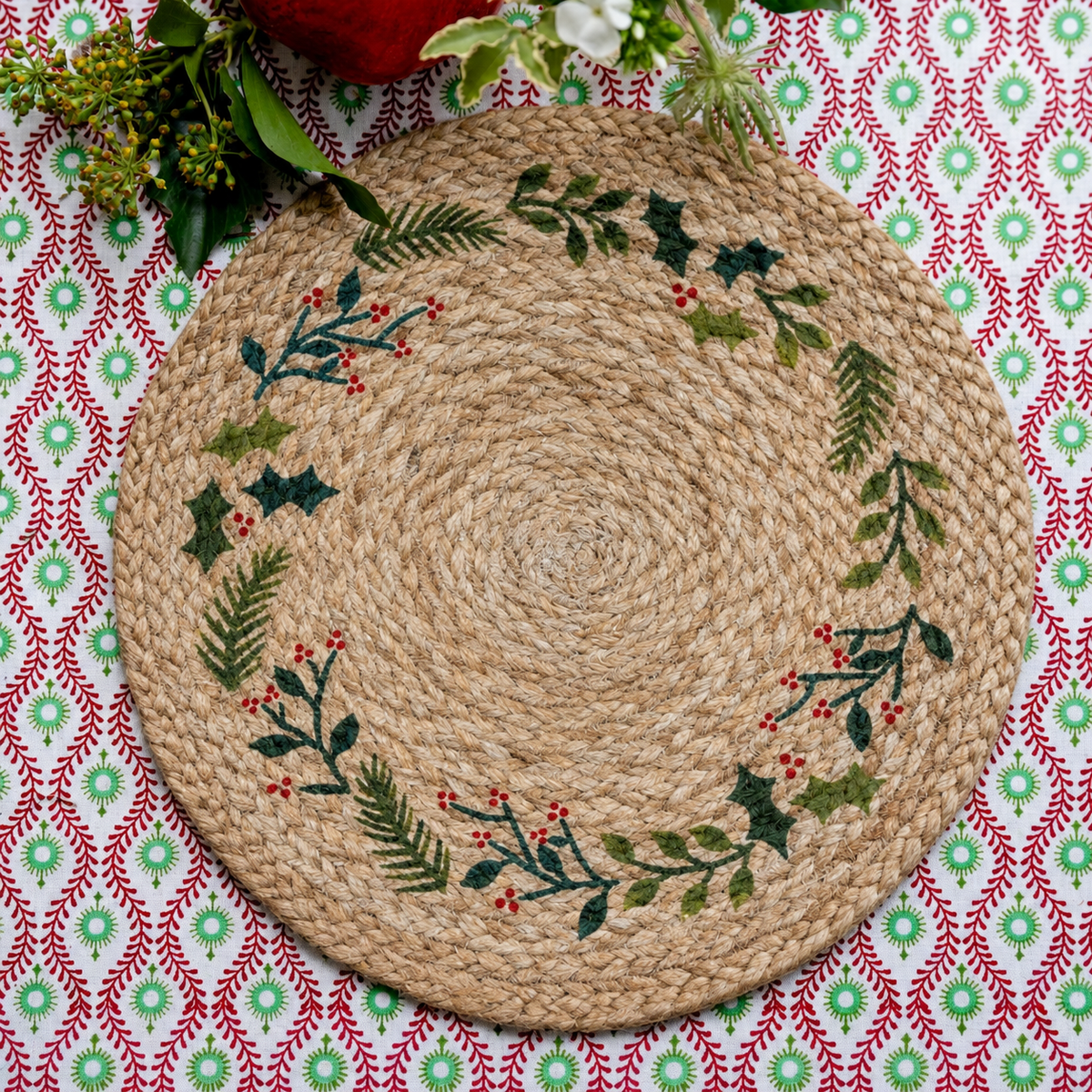 Natural Festive Jute Placemat