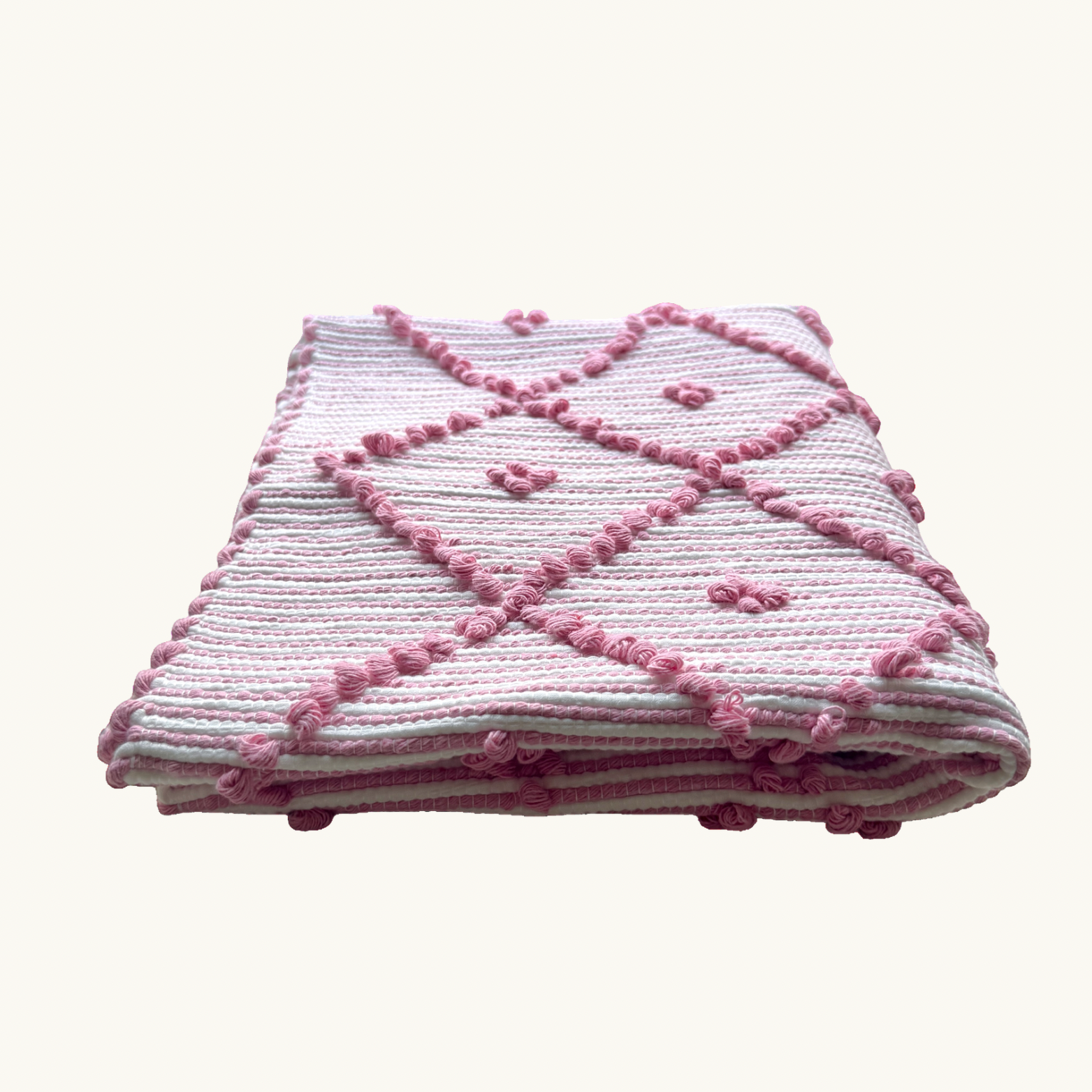 Petal Pink Stripe Handwoven Knotted Bath Mat