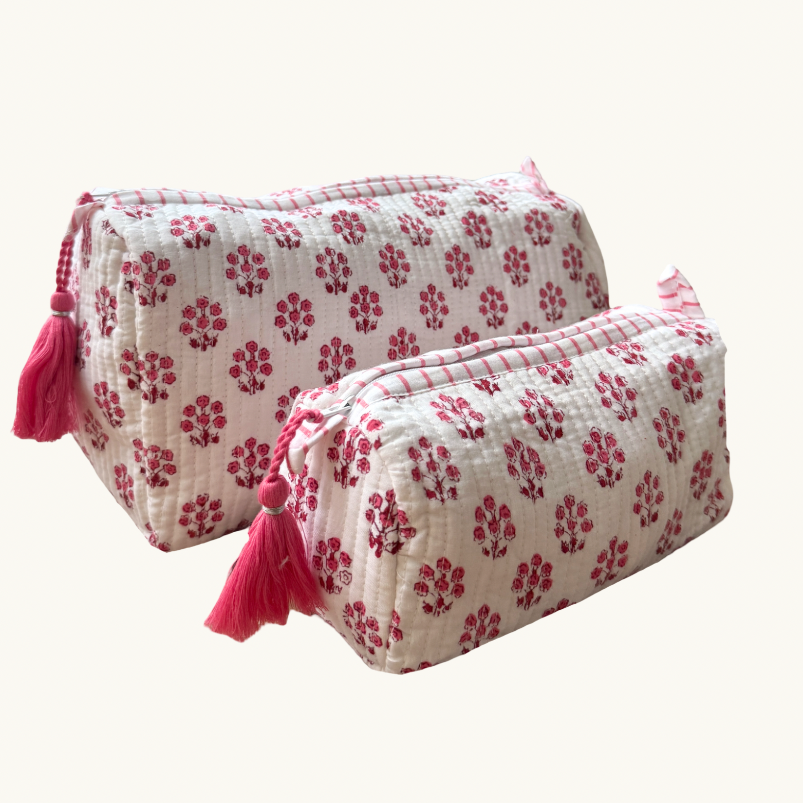 Pink Daphne Handblocked Wash Bag