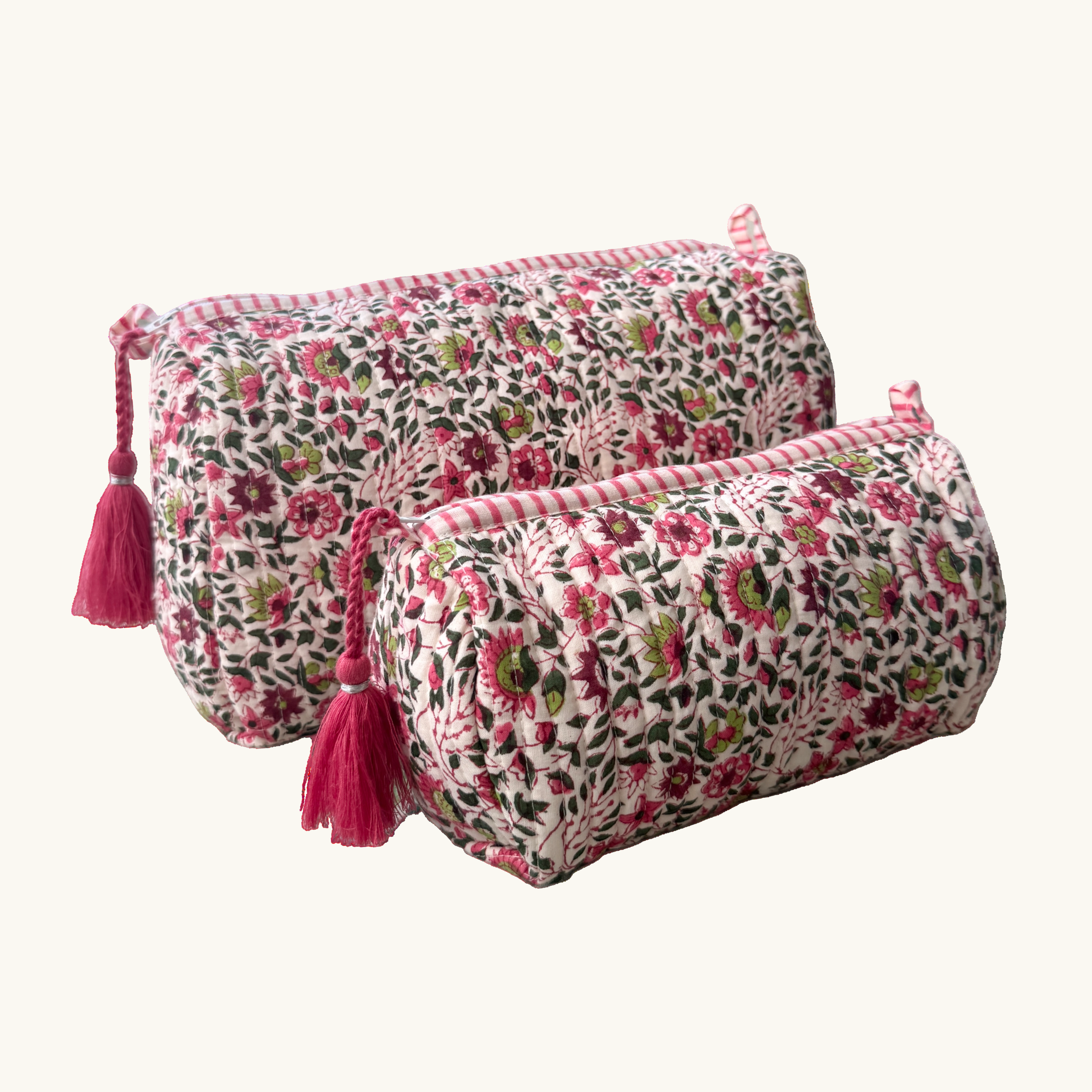 Pink Flora Handblocked Wash Bag