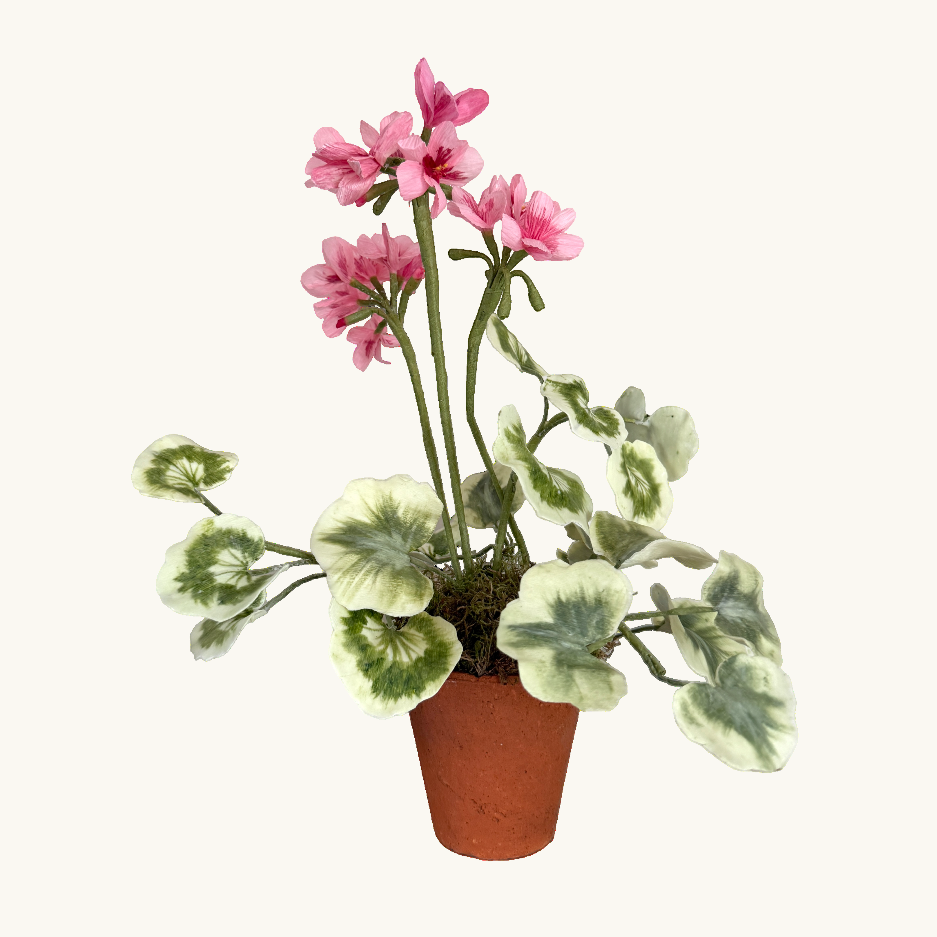 Pink Geranium Wax Paper Flower Pot