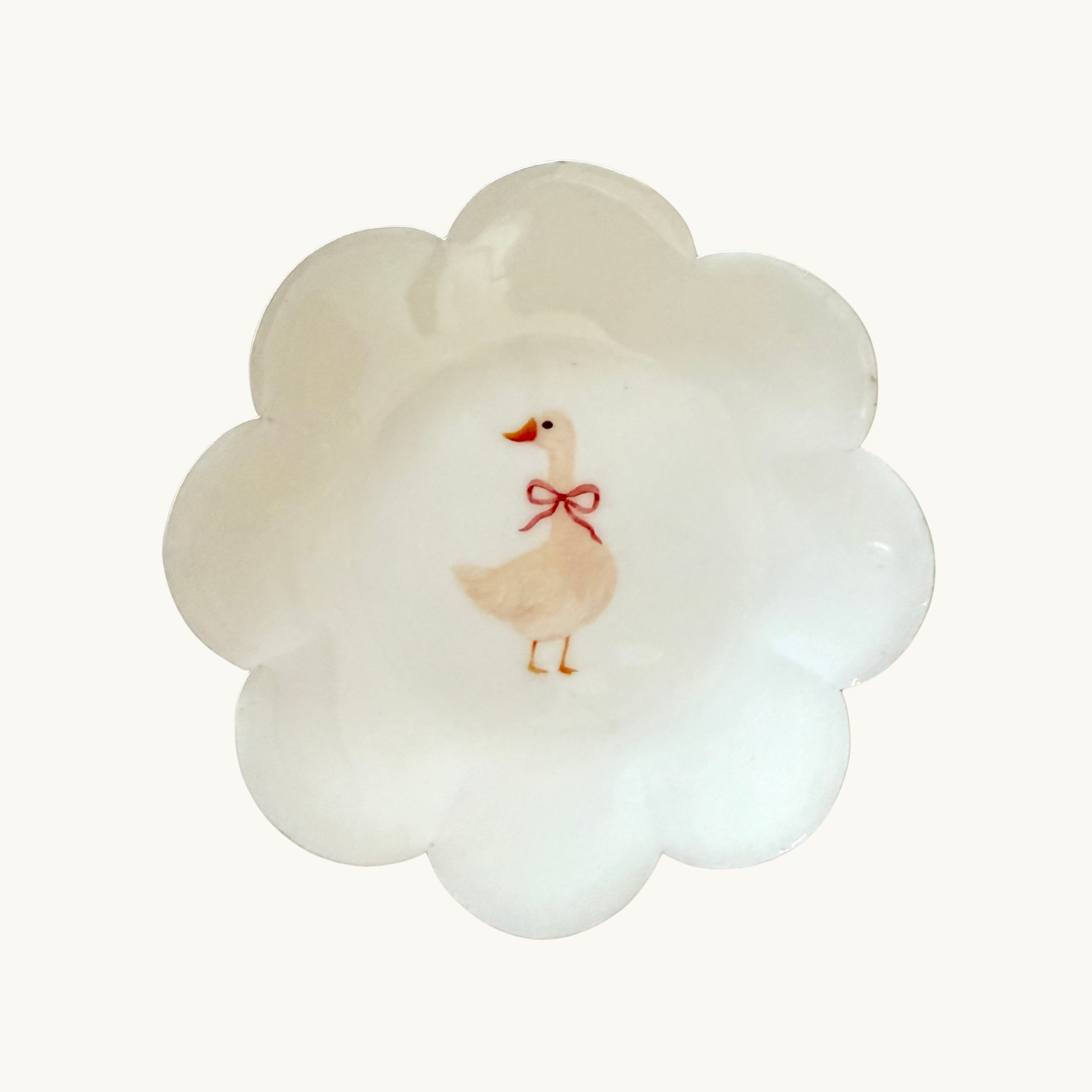 Pink Goose Scalloped Round Trinket Dish