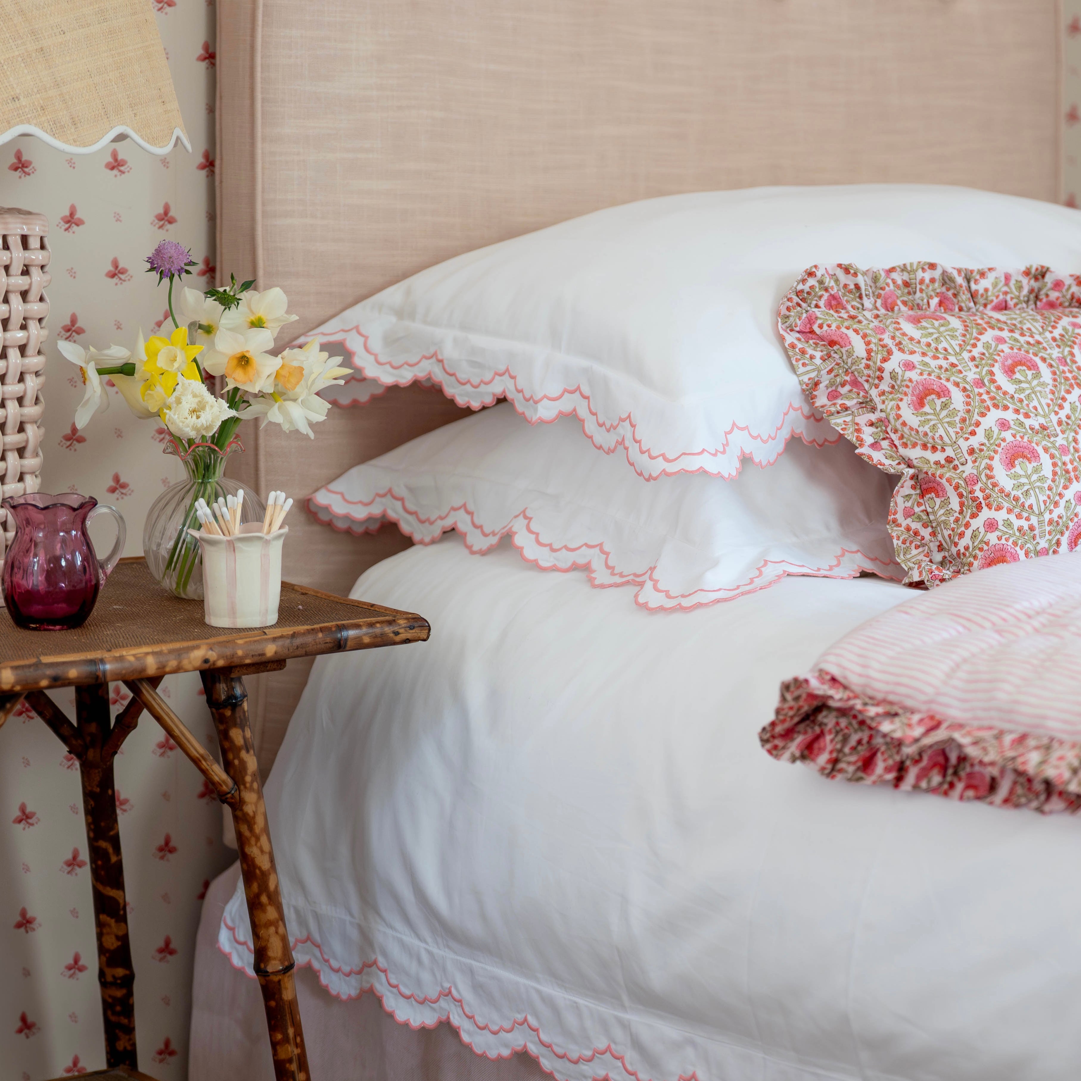 Pink Isabella Scalloped Duvet Cover