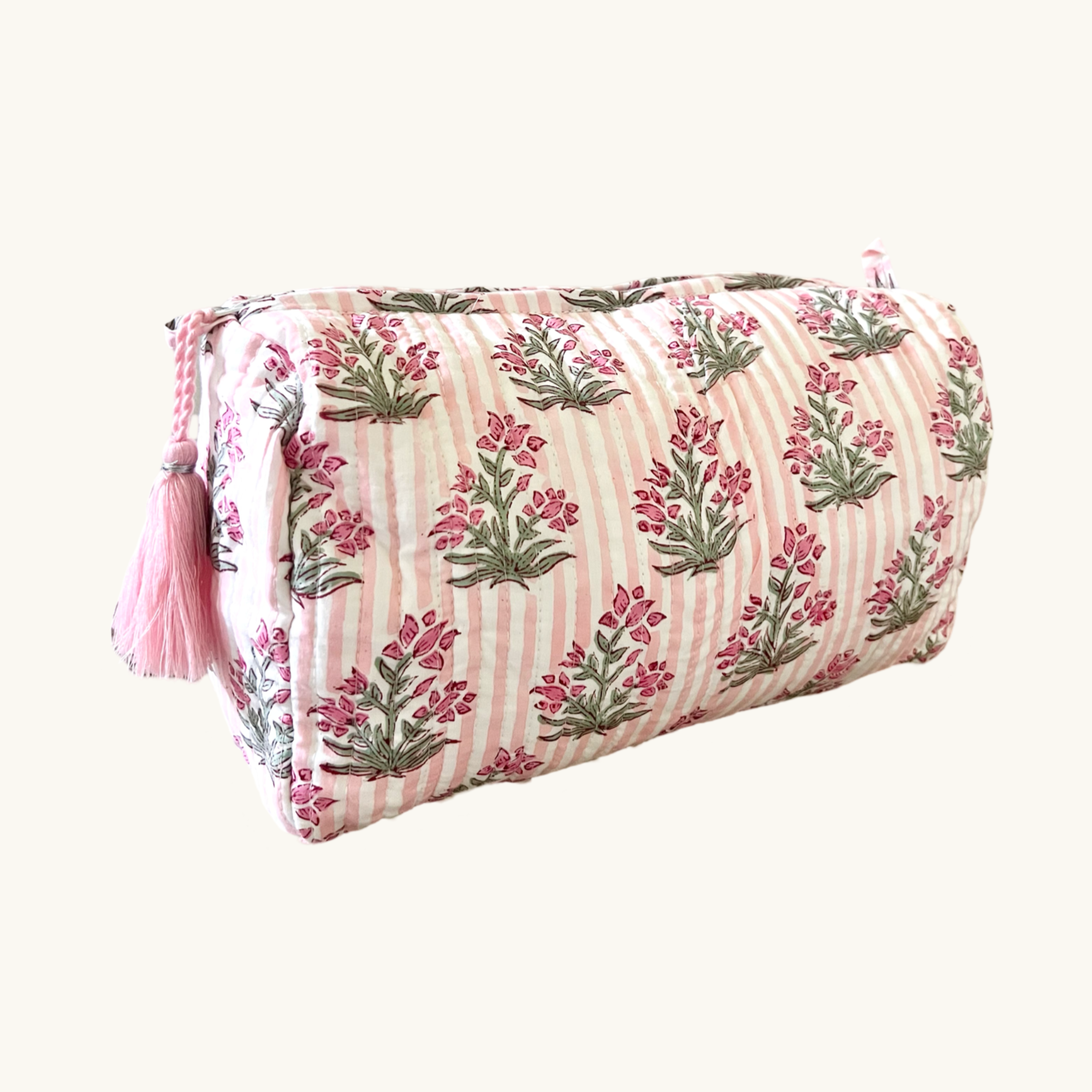 Pink Johari Handblocked Wash Bag