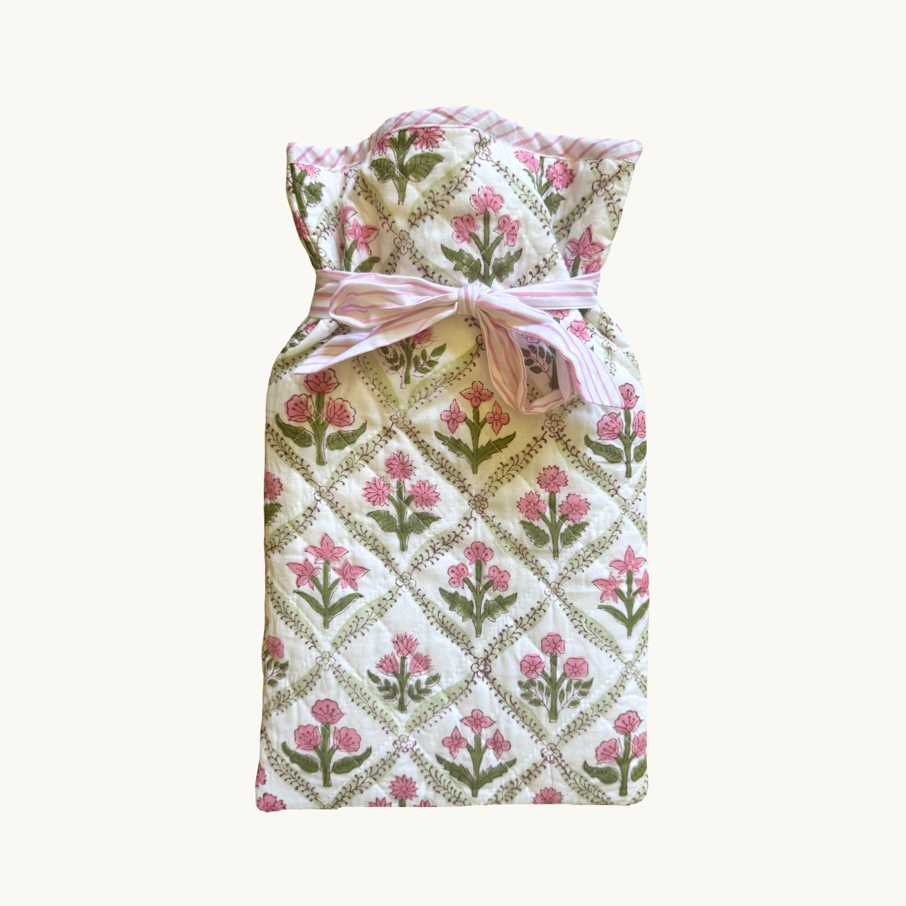 Pink and Green Trellis Hot Water Bottle