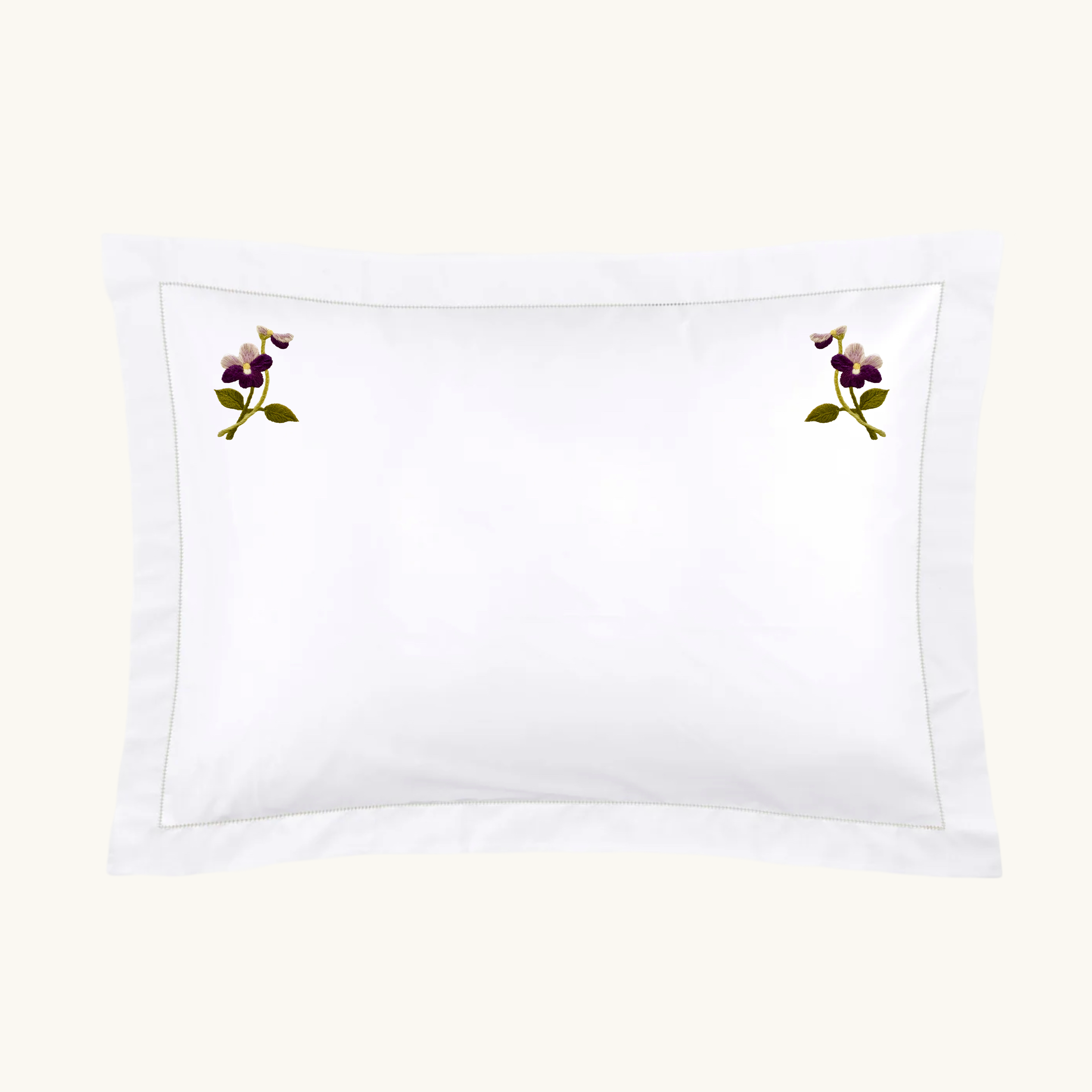 Purple Pansy Embroidered Pillowcase