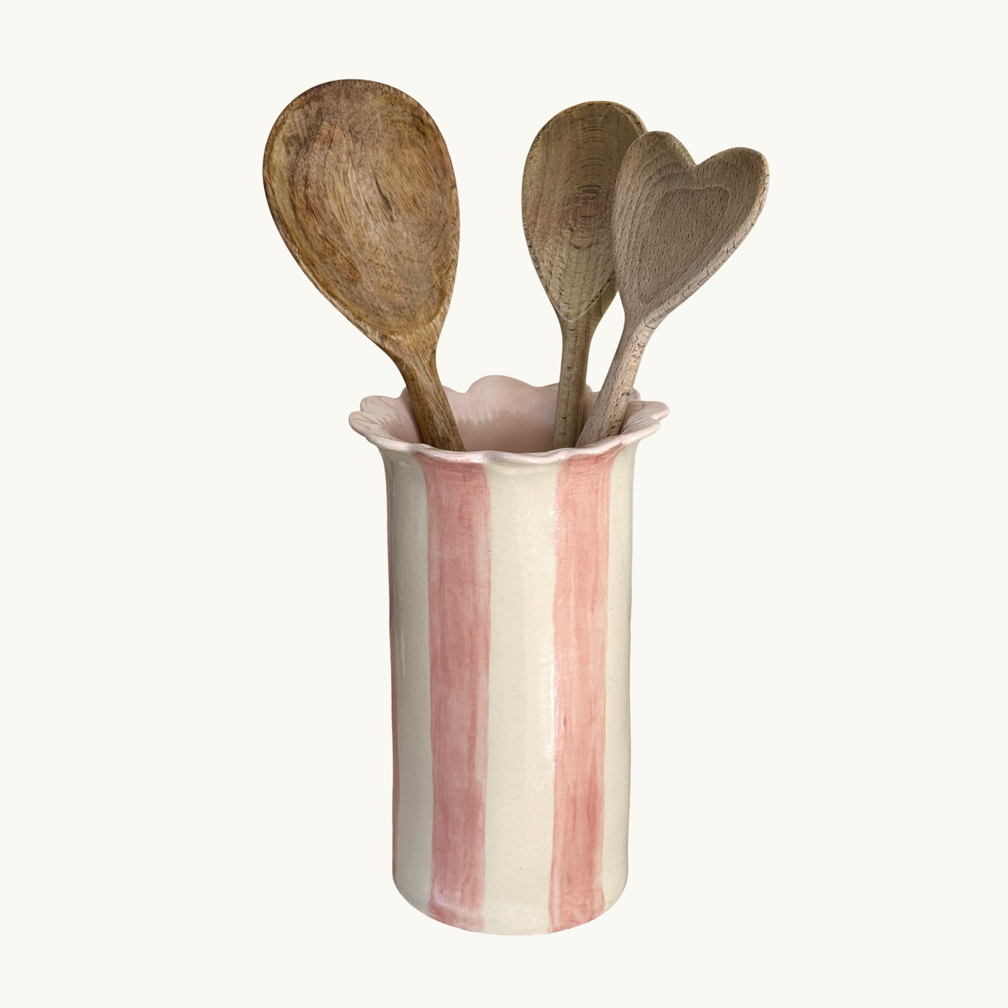 Scalloped Pink Daisy Utensil Holder