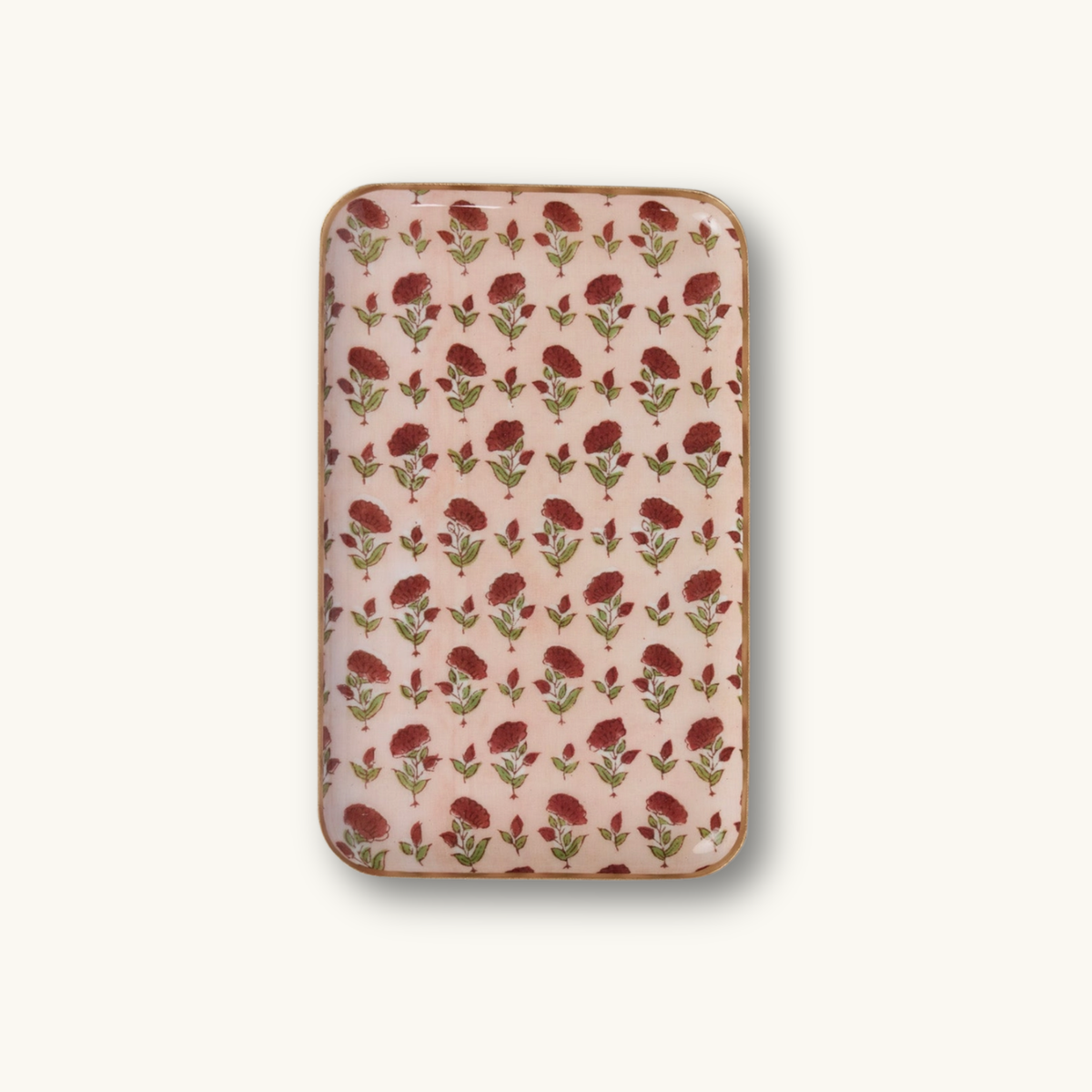 Scarlet Ditsy Floral Decorative Enamelled Tray (Medium)