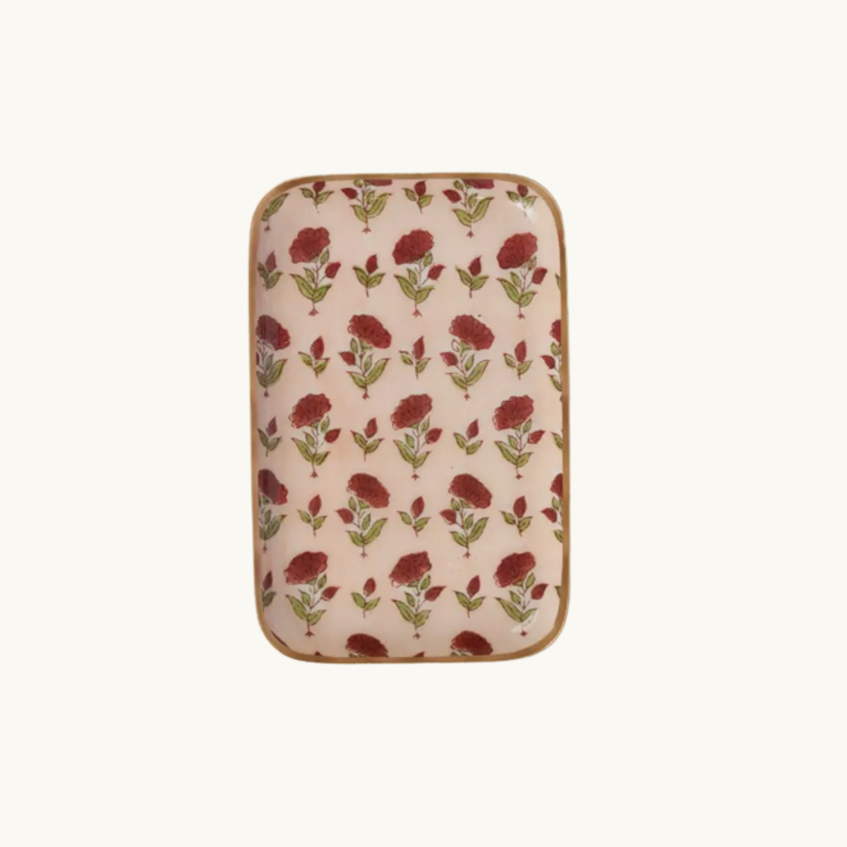 Scarlet Ditsy Floral Decorative Enamelled Tray (Small)