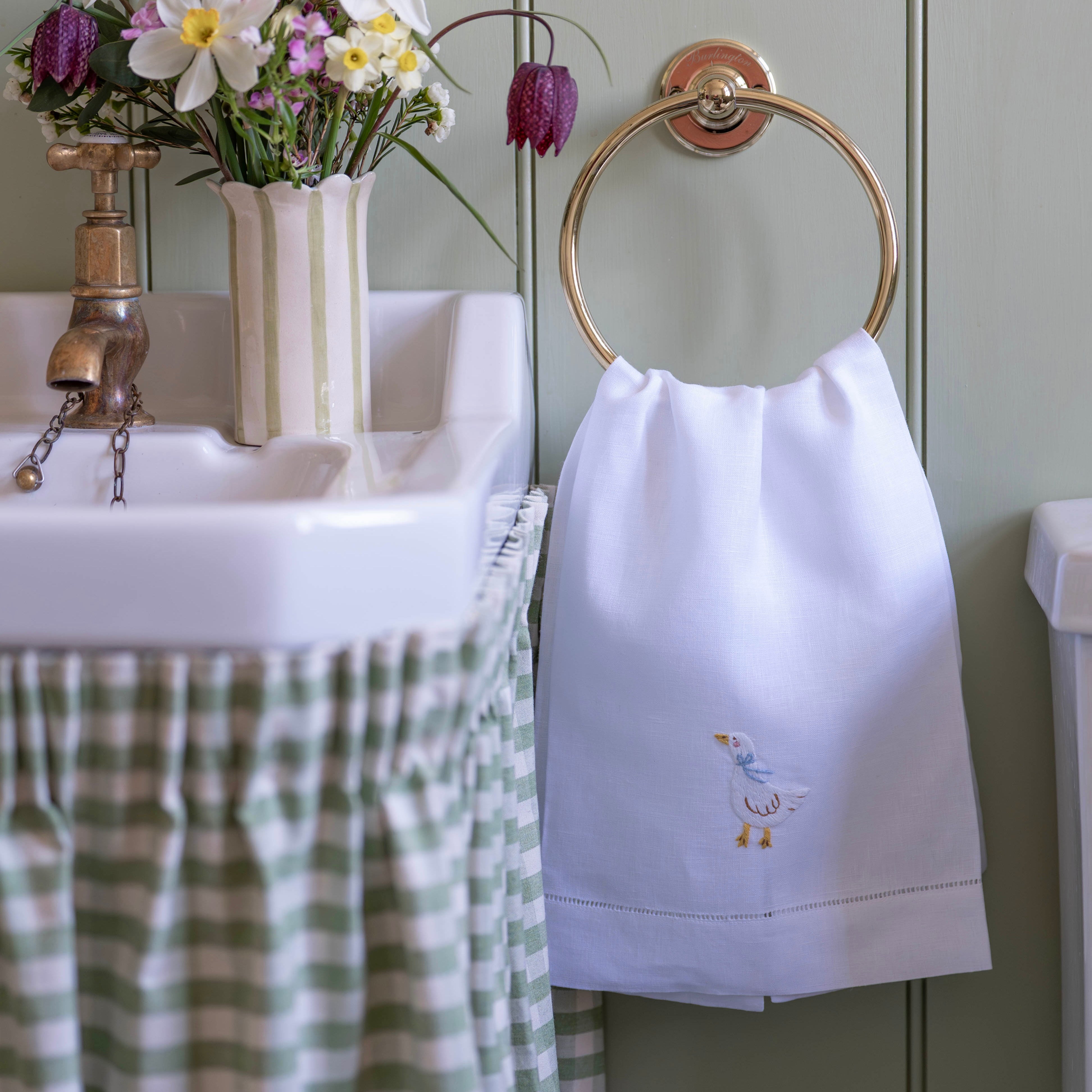 Spring Goose Embroidered Hand Towel