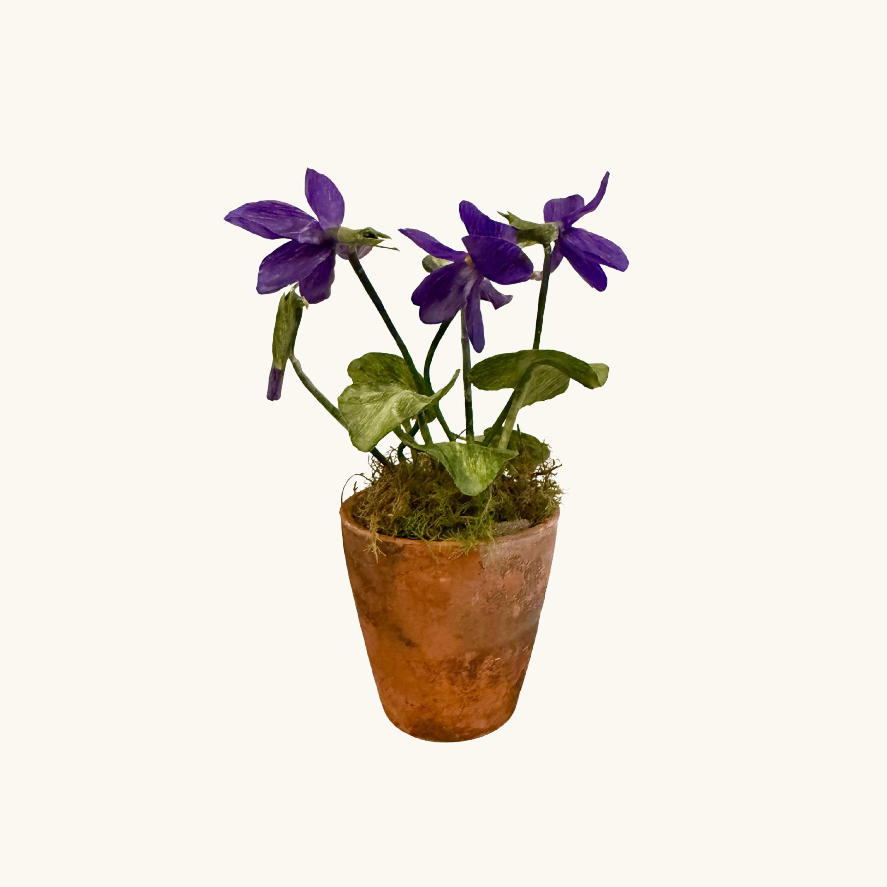 Tiny Violet Wax Paper Flower Pot