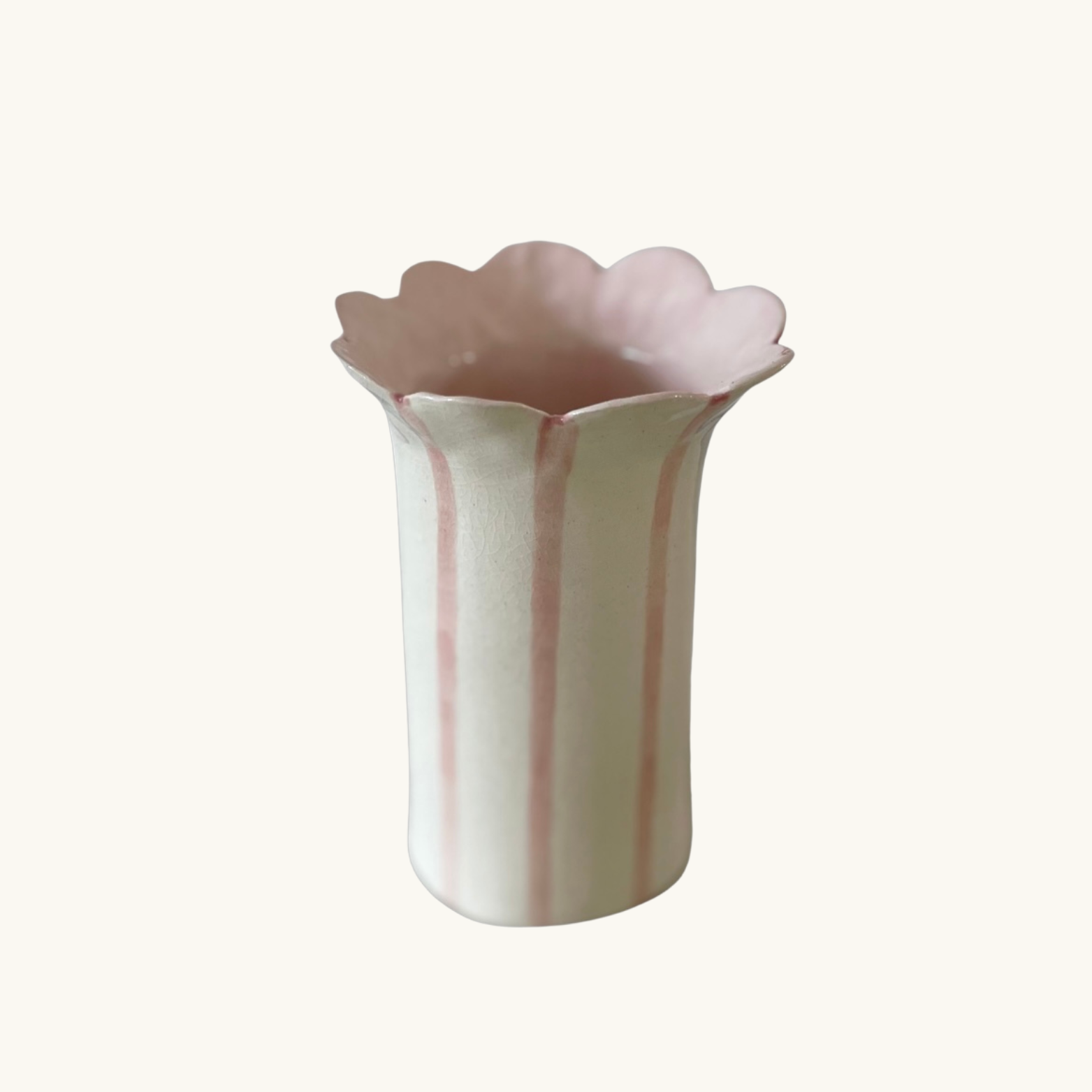 Pink Daisy Scalloped Vase
