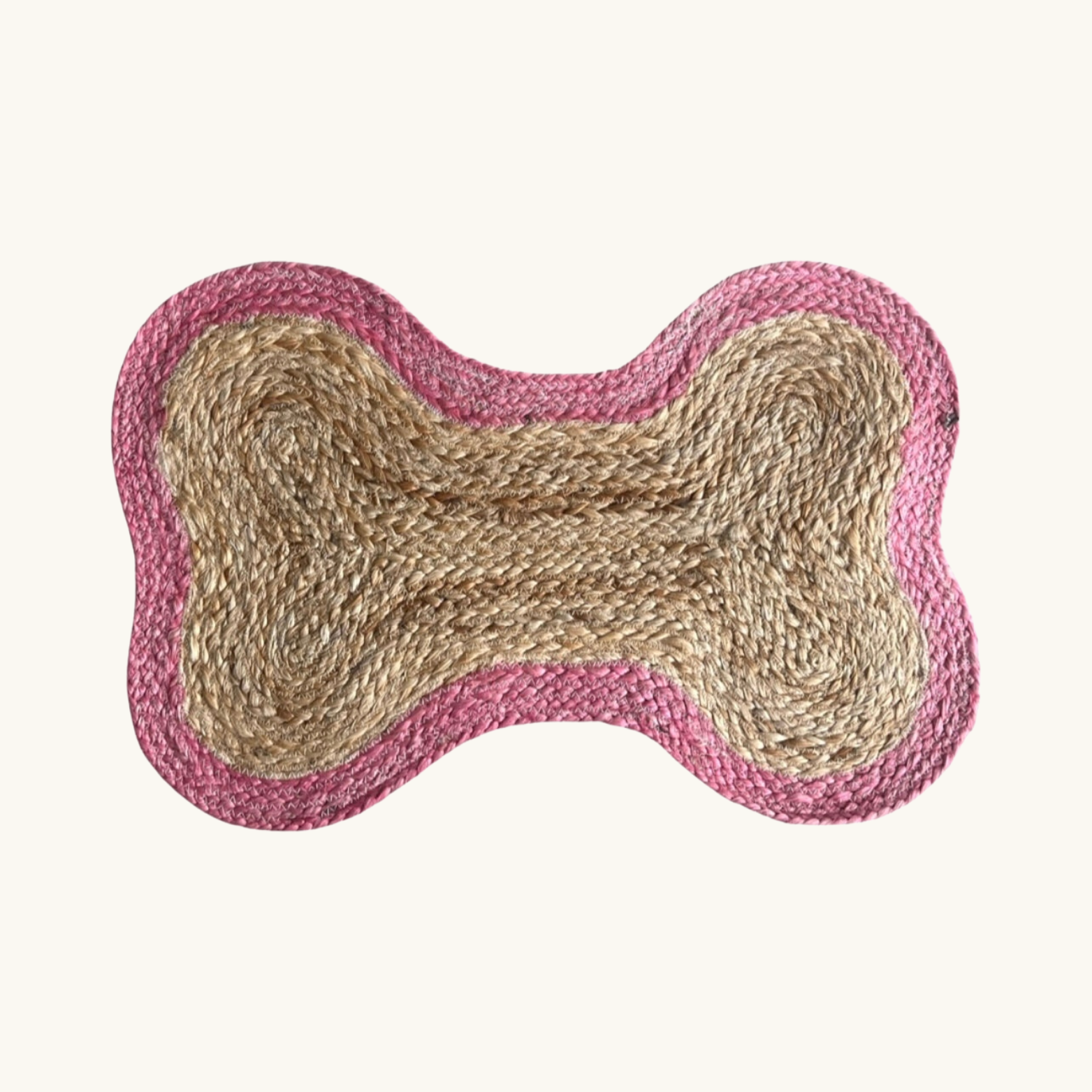 Pink Jute Dog Bone Mat