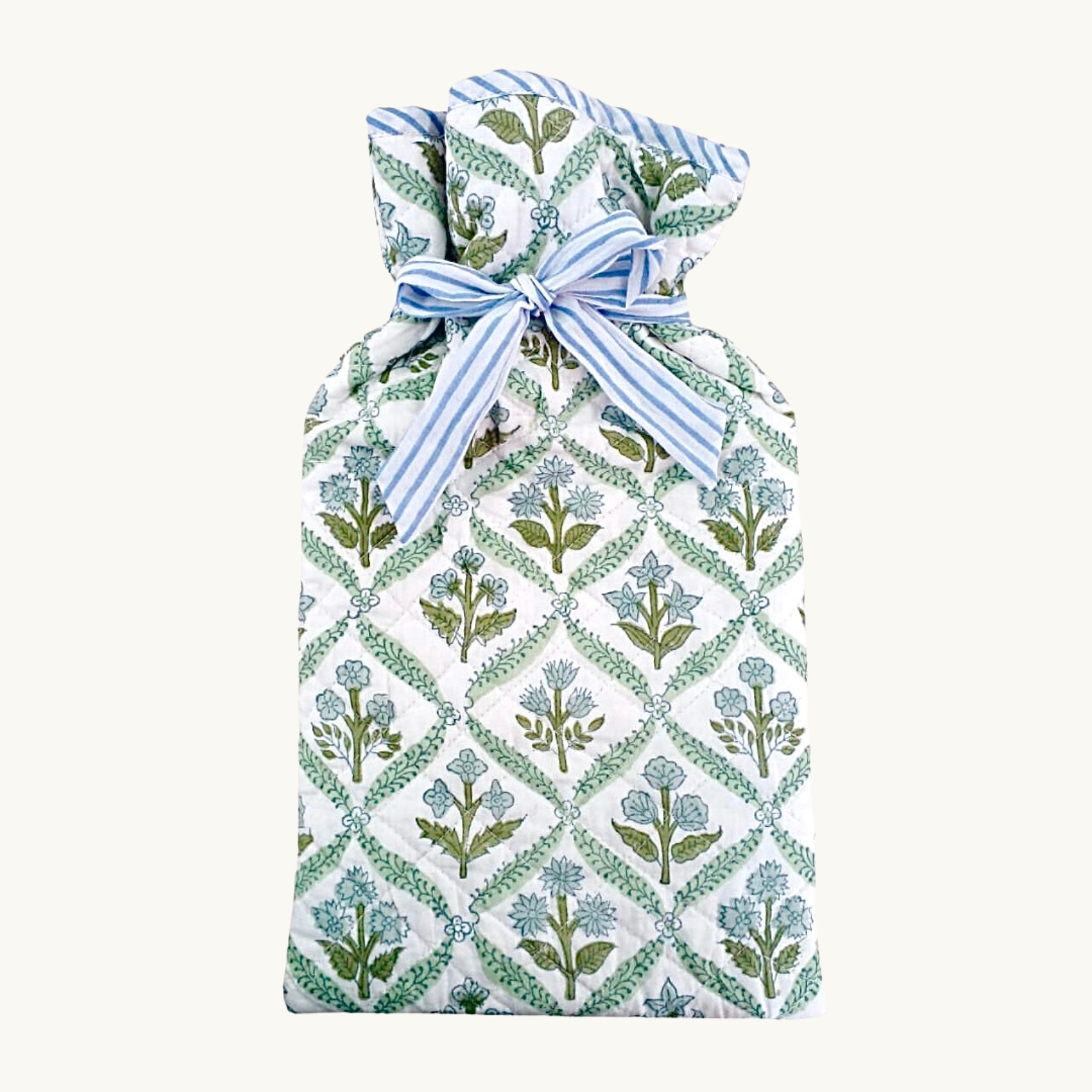 Blue and Green Trellis Hot Water Bottle