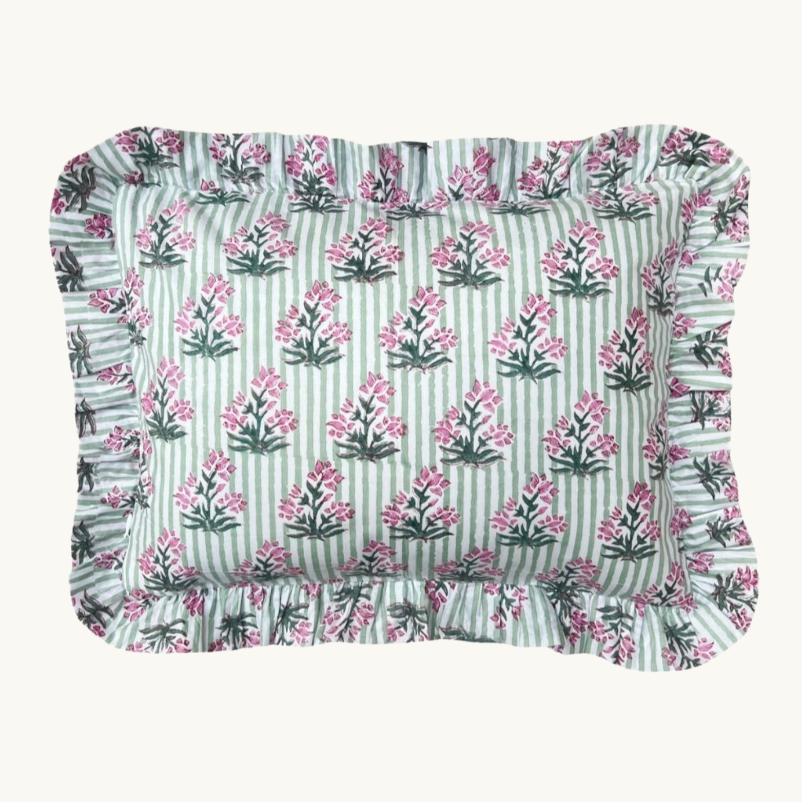 Green Johari Frilled Cushion