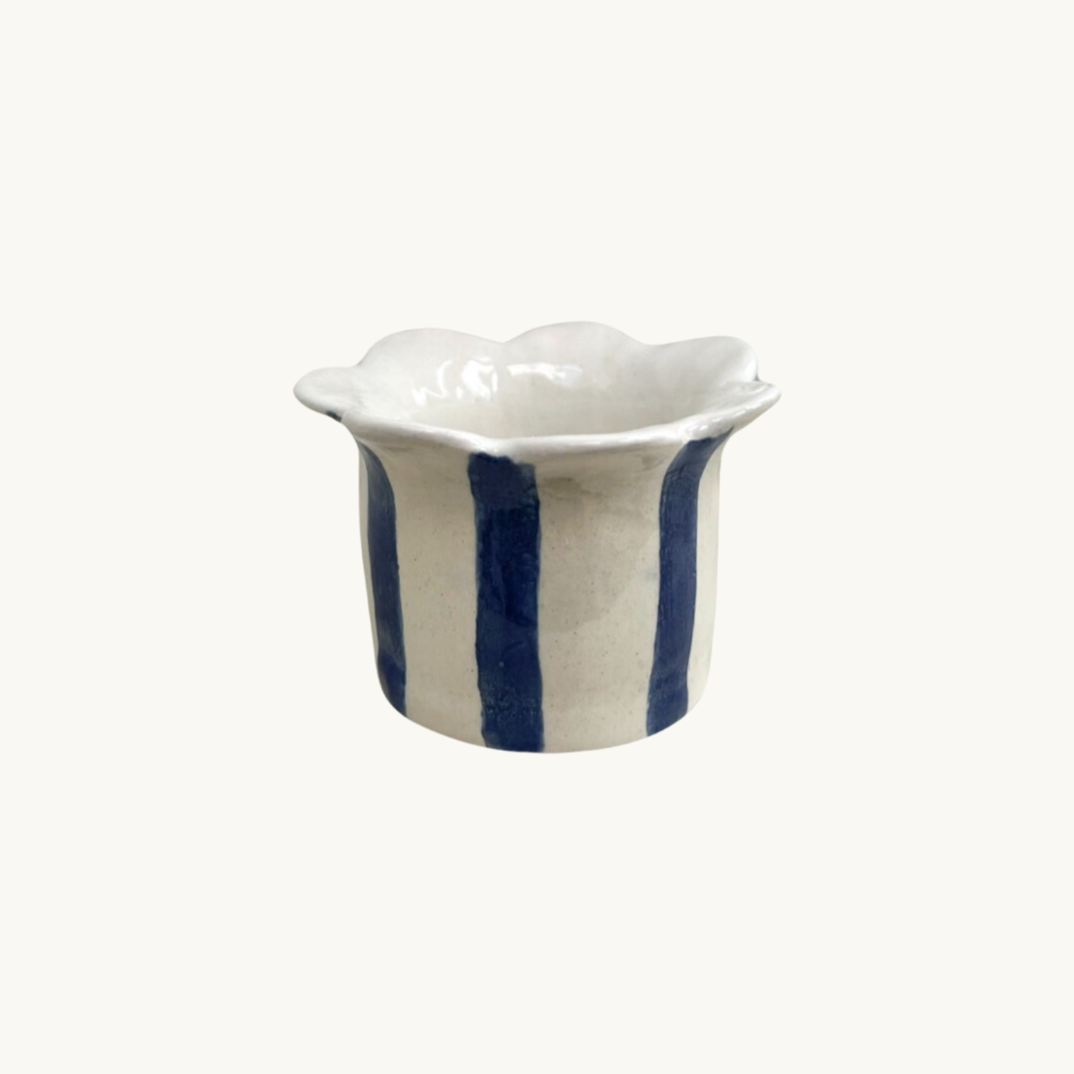 Navy Daisy Scalloped Tealight Holder