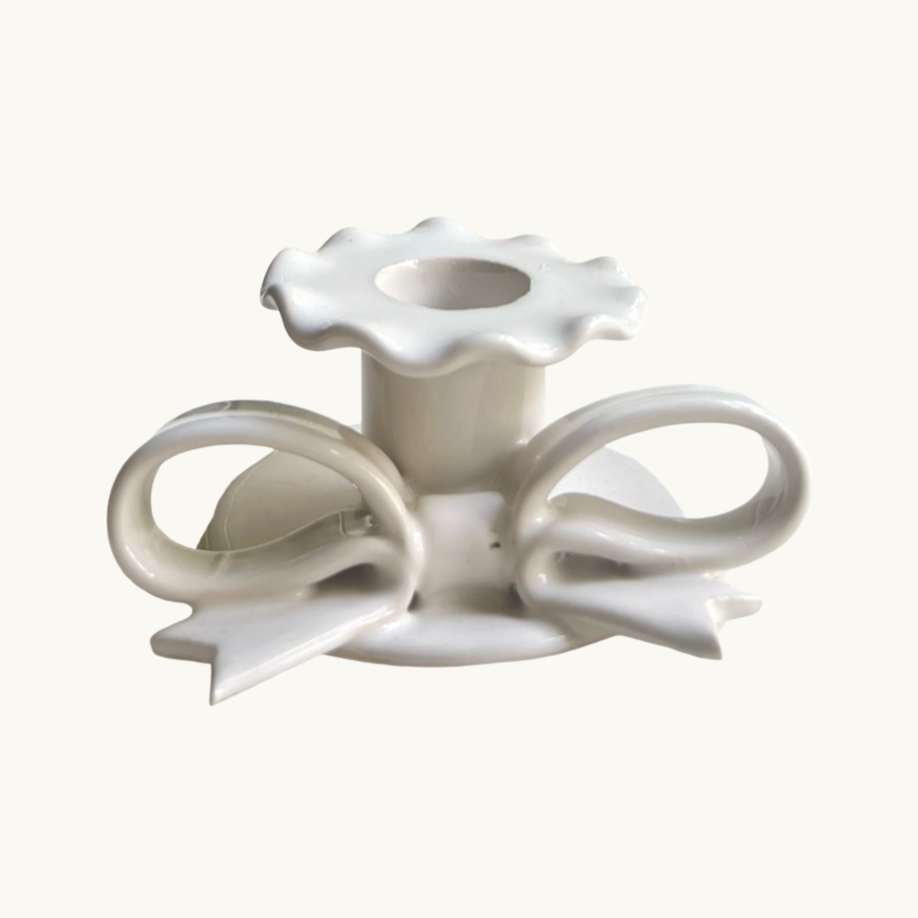 White Bow Candlestick