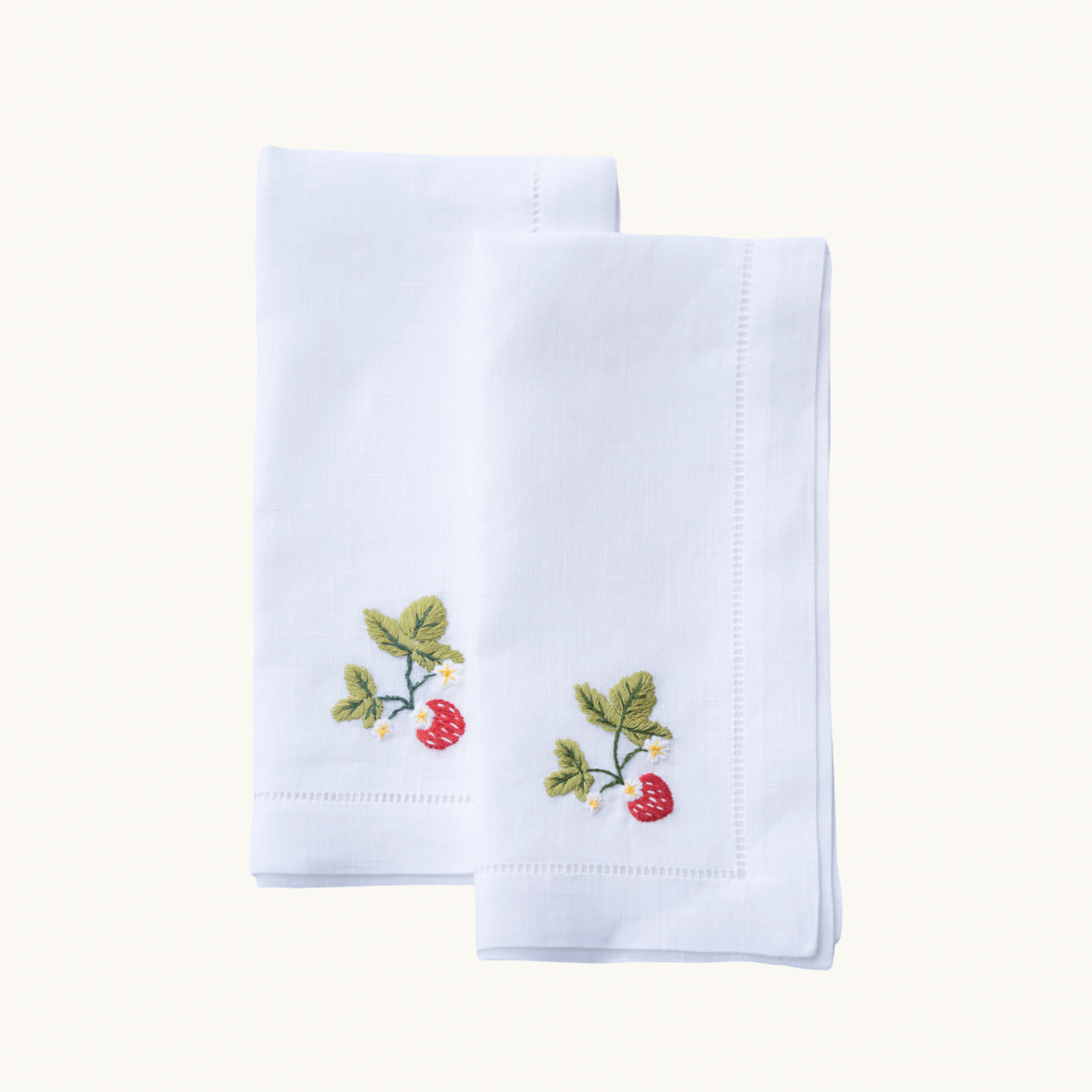 Wild Strawberry Embroidered Napkins (Set of 2)