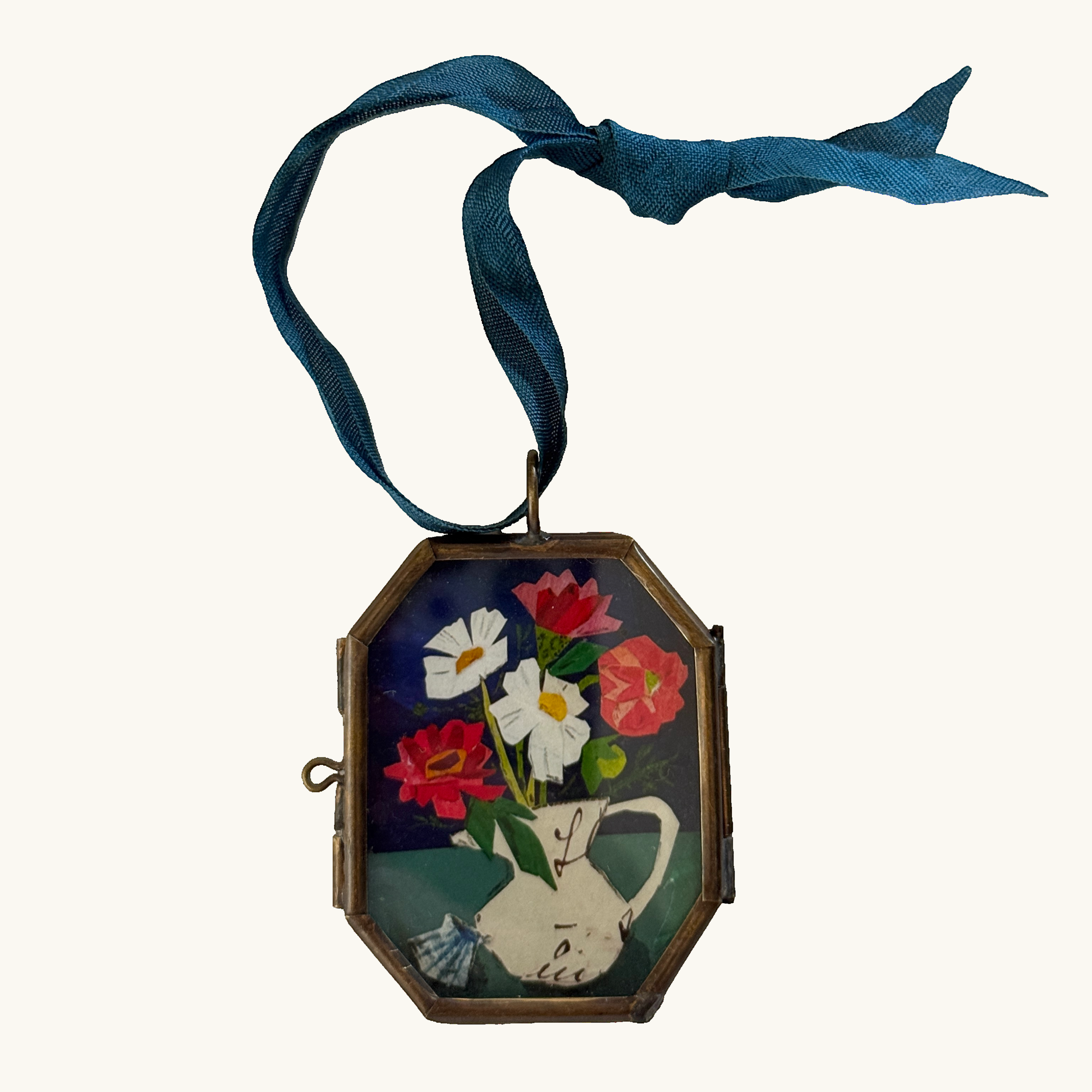 Zinnias Art Locket Ornament