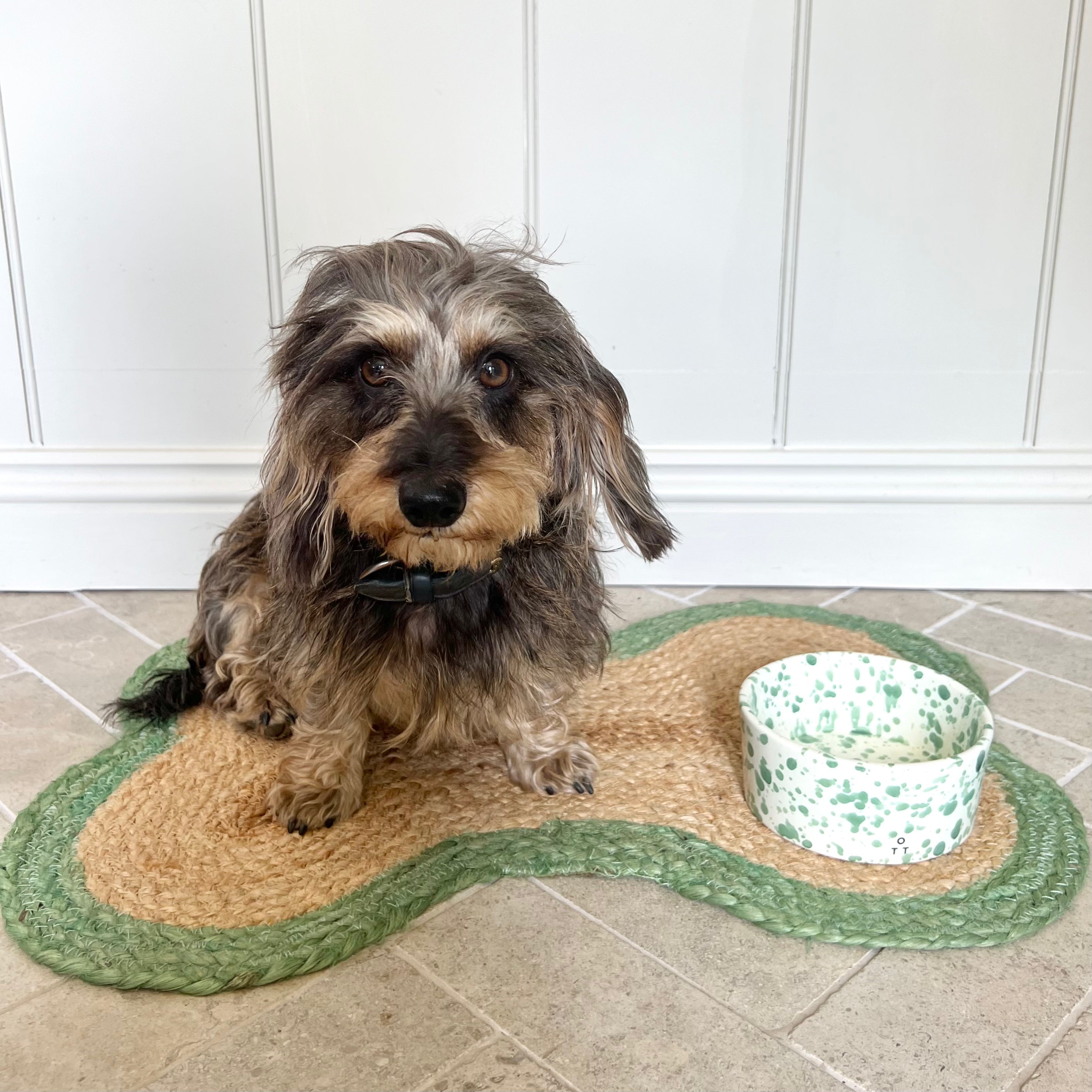 Green Jute Dog Bone Mat