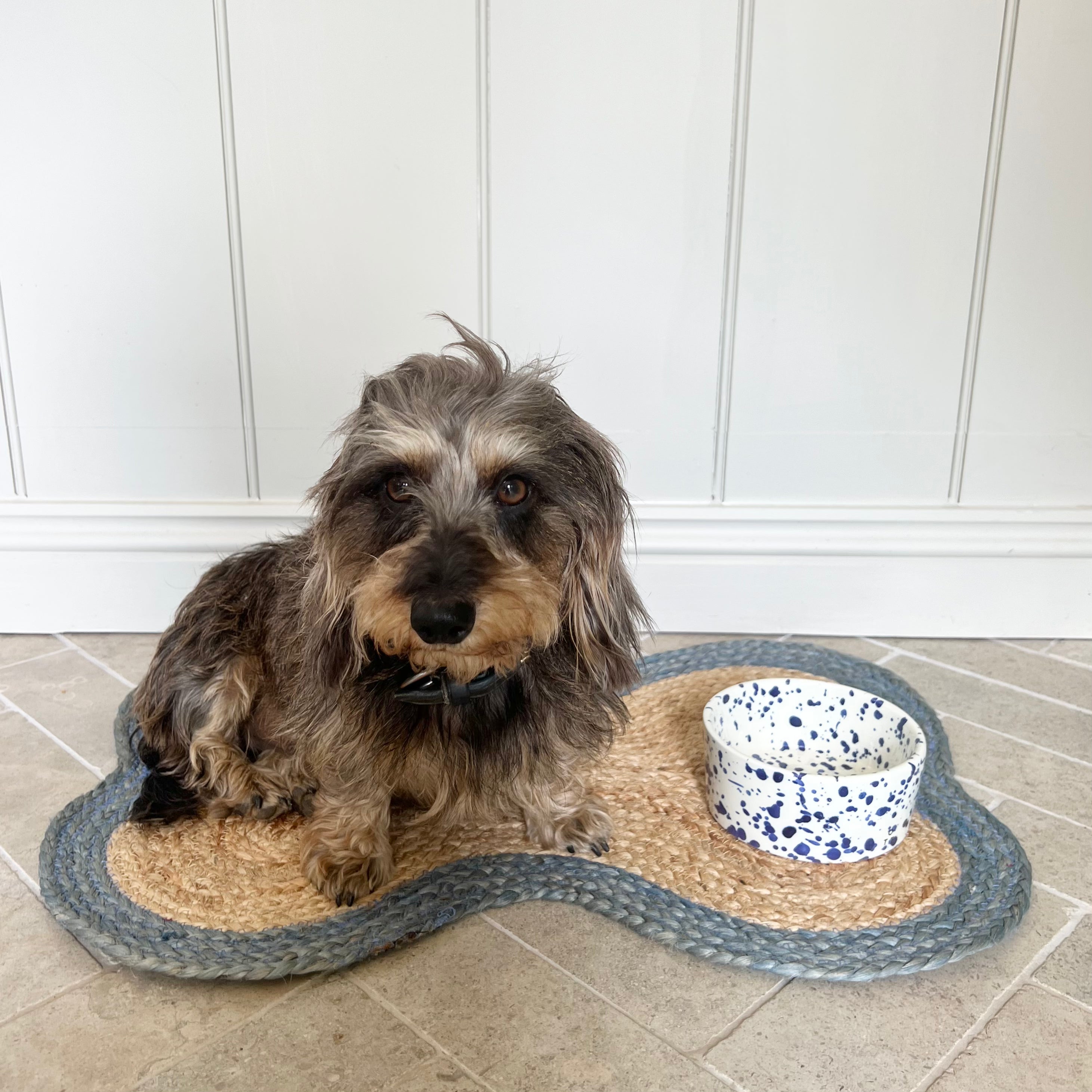 Blue Jute Dog Bone Mat