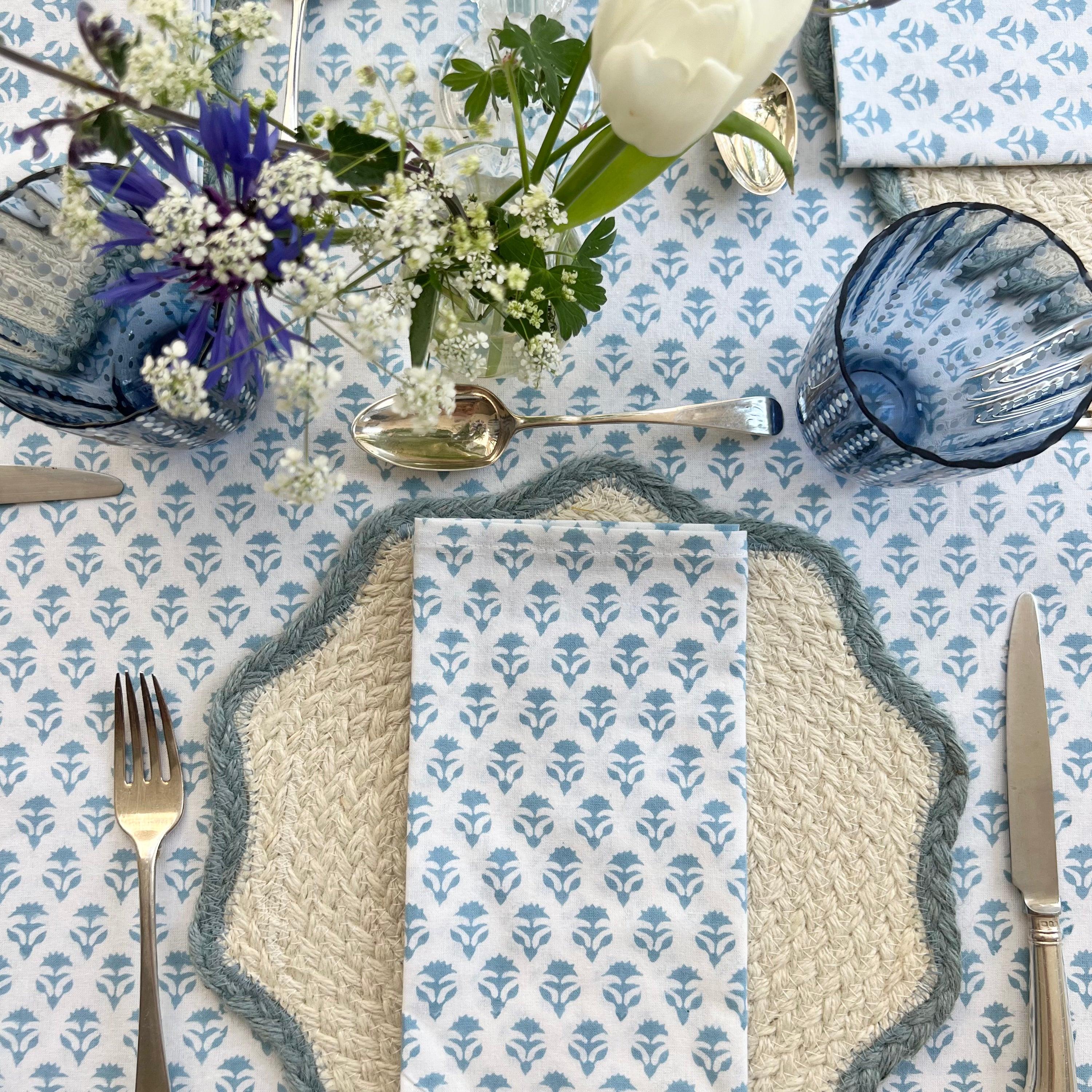 Dusty Blue Scalloped Placemat