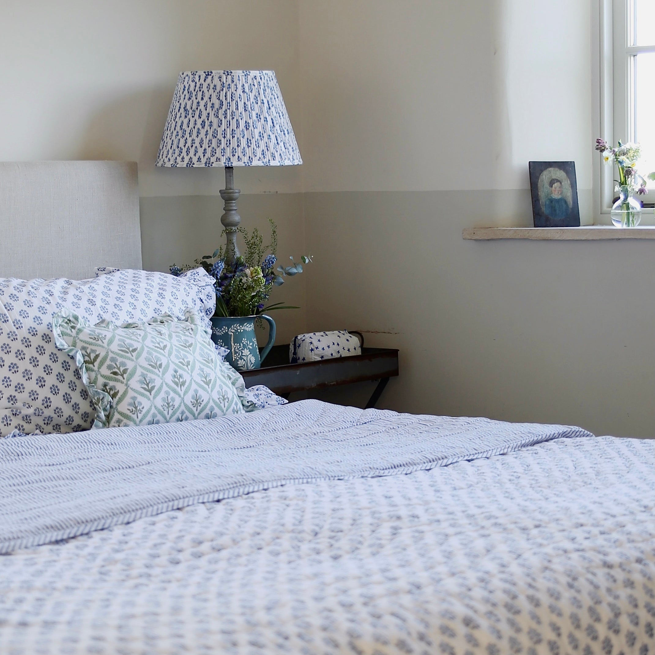 Blue Daphne Handblocked Quilt