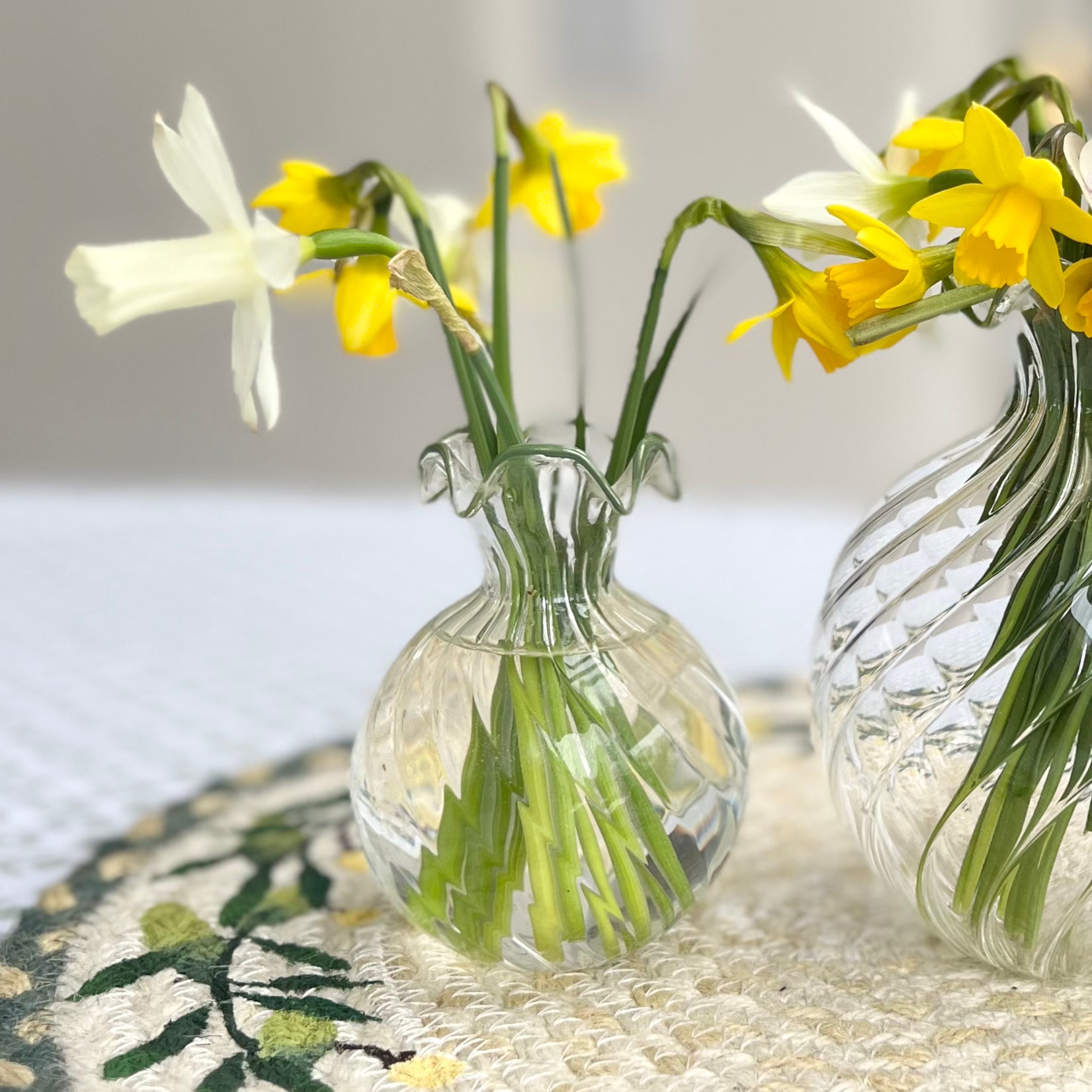 Dusty Green Scalloped Ribbed Bud Vase