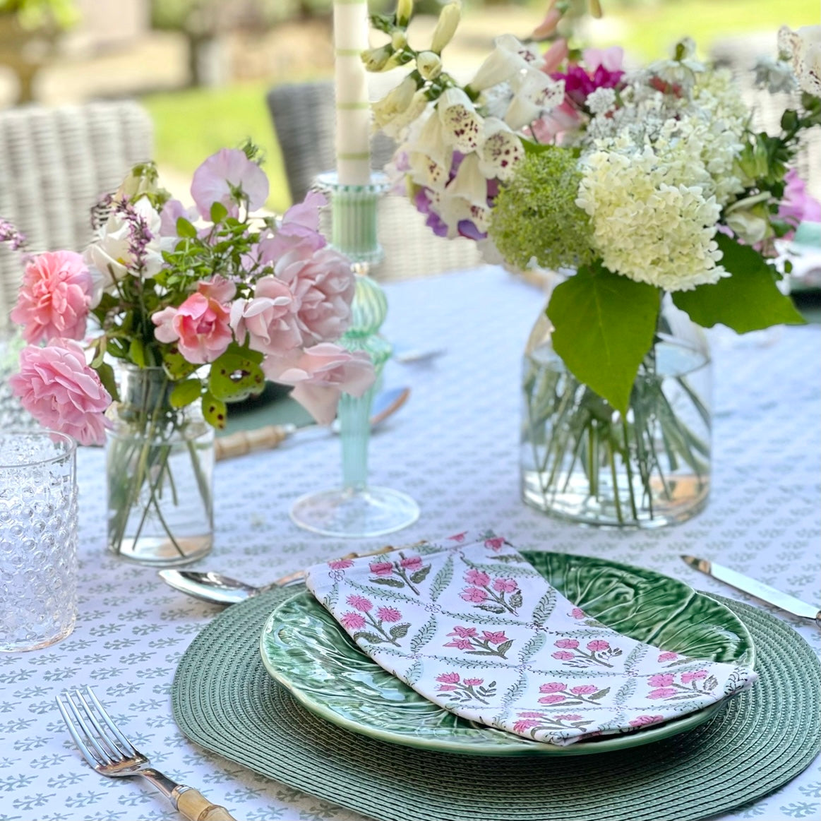 Pink and Green Trellis Napkins