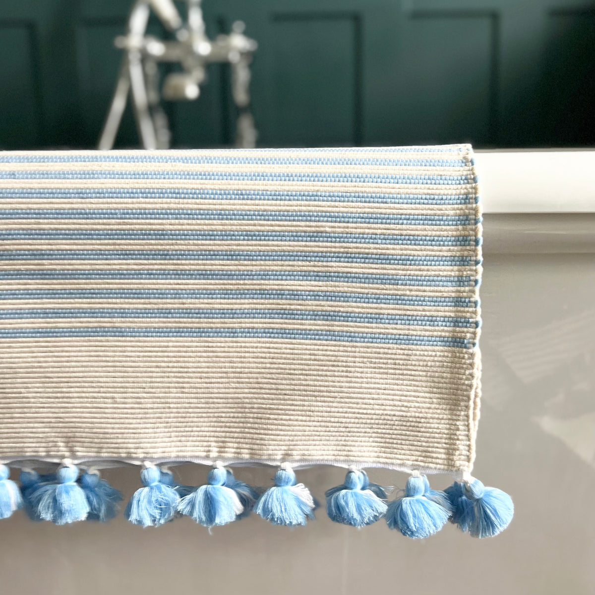 Cornflower Blue Handwoven Tasselled Bath Mat So Souk Collection