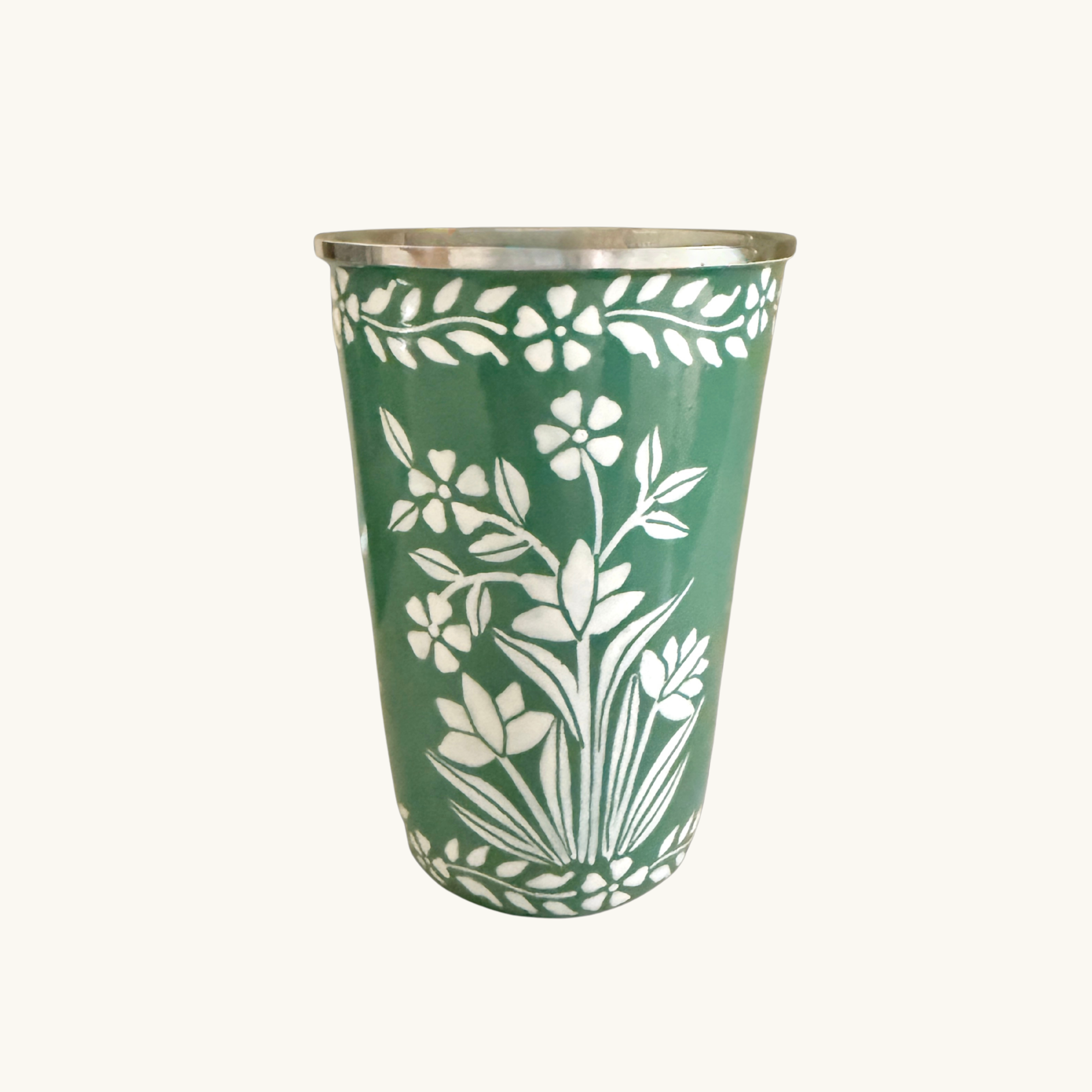 Enamel Handpainted Tumbler Dusty Green