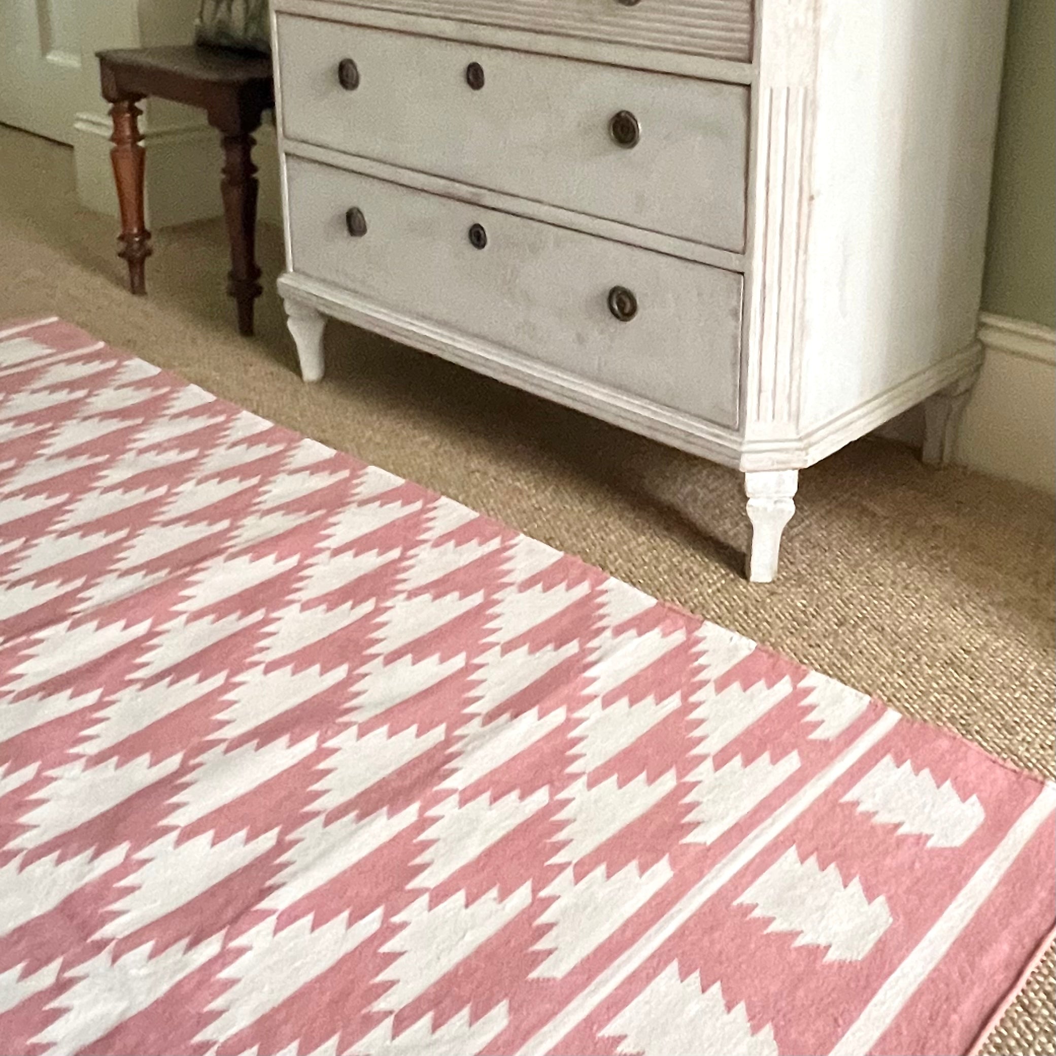 Pink Triangle Cotton Flatweave Rug