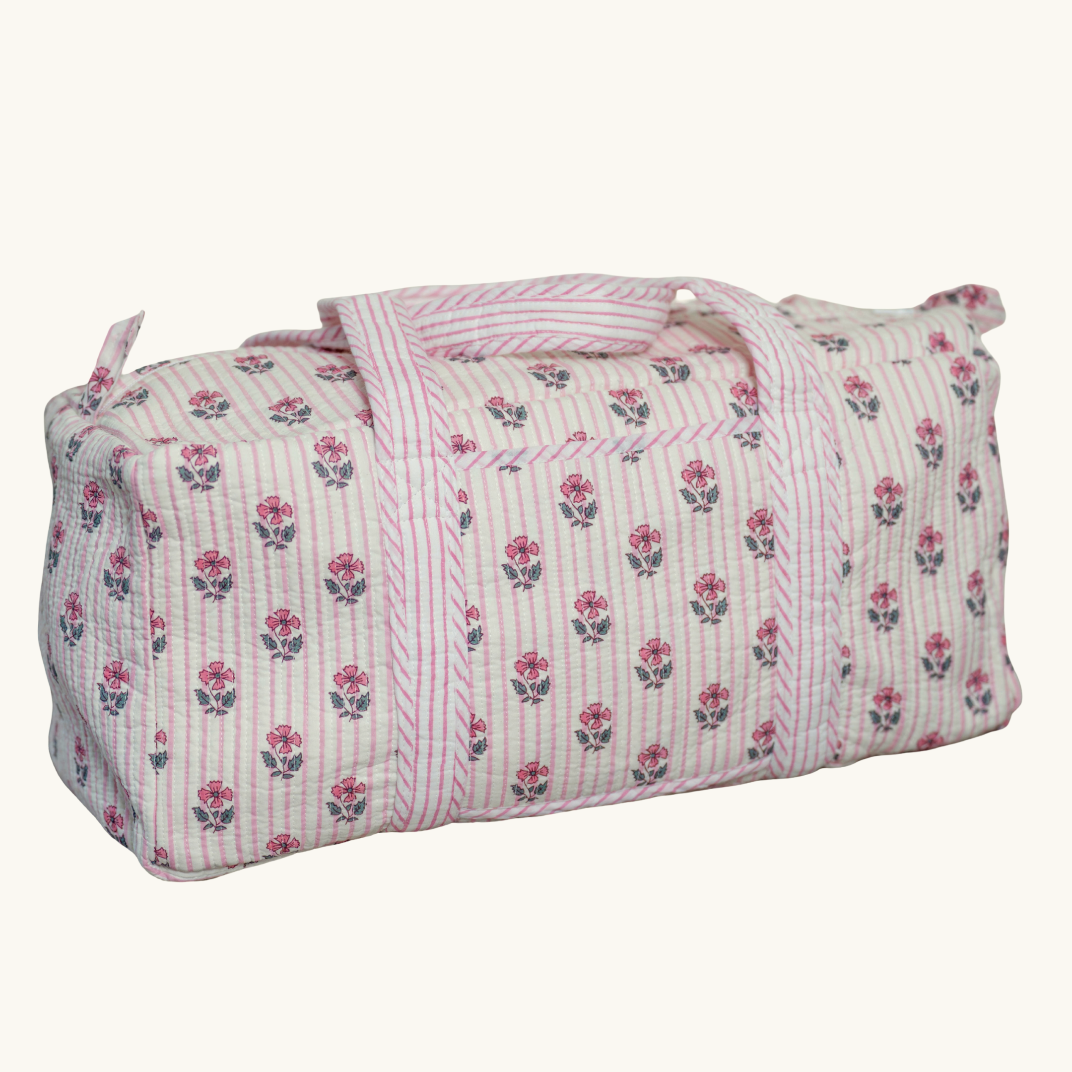 Pink Bloom Handblocked Weekend Bag