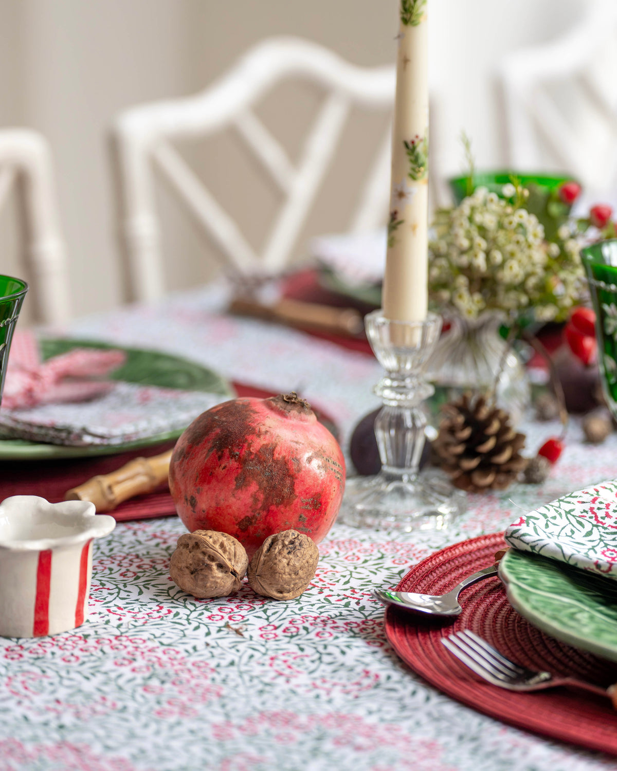 Festive Flowers Handblocked Tablecloth