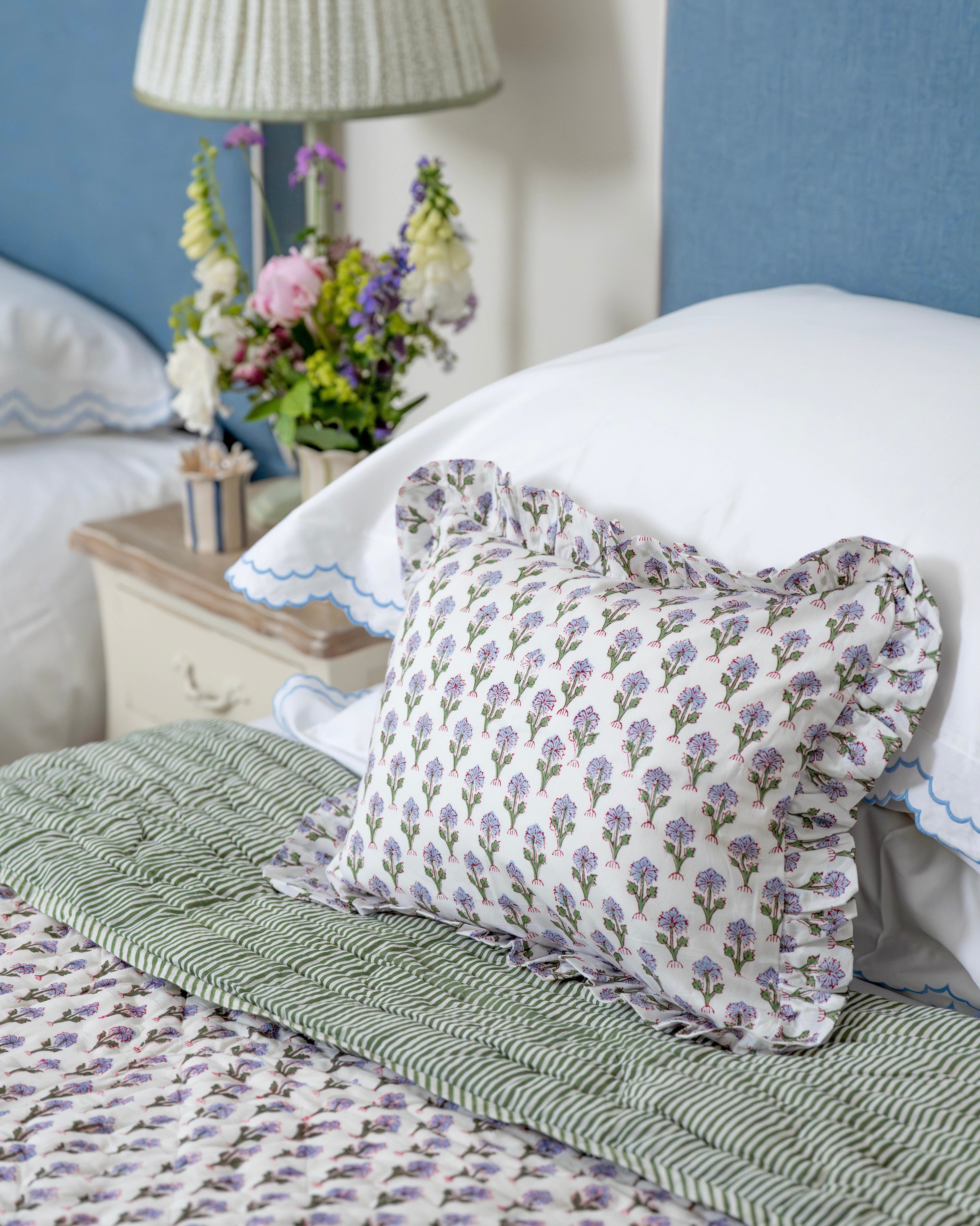 Blue and Green Jemima Handblocked Quilt