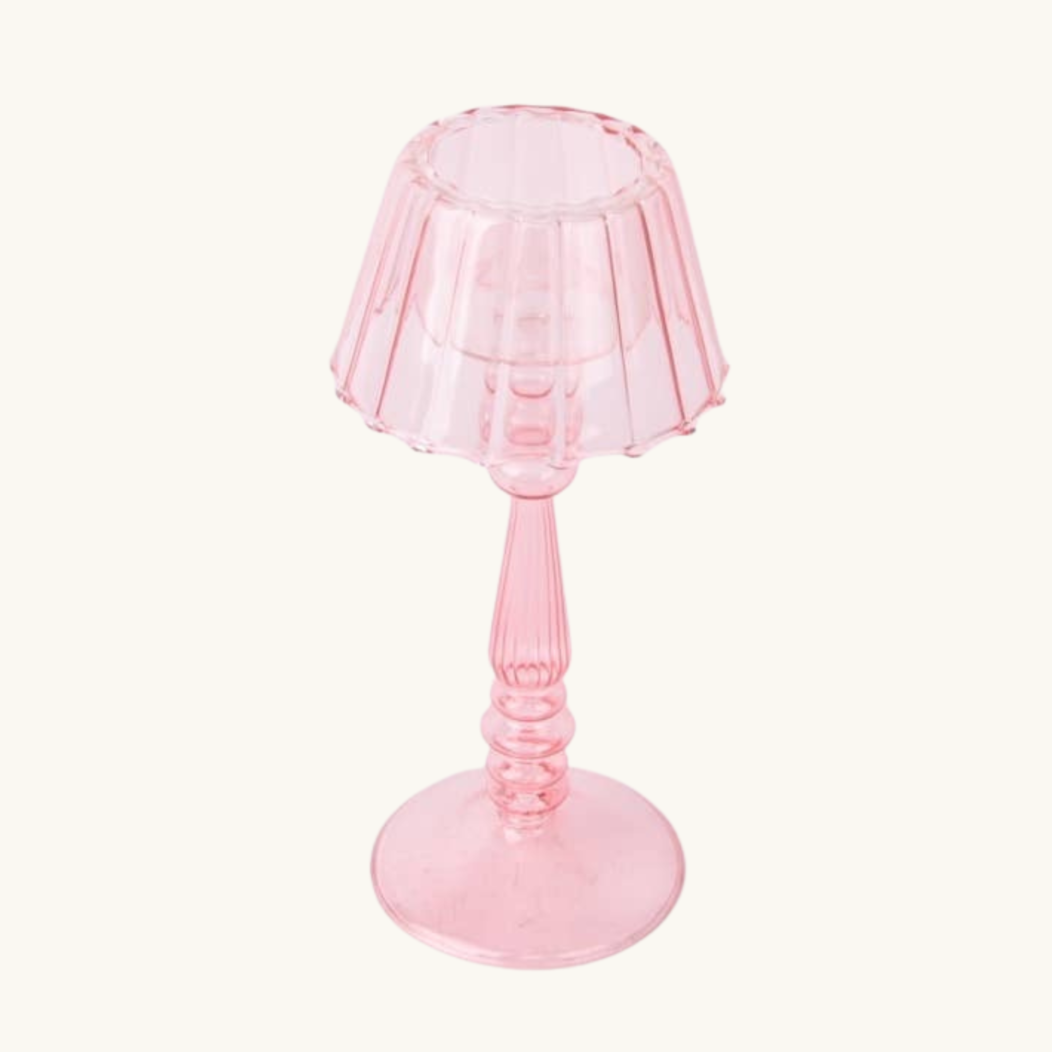 Light Pink Lamp-Style Glass Tealight Holder