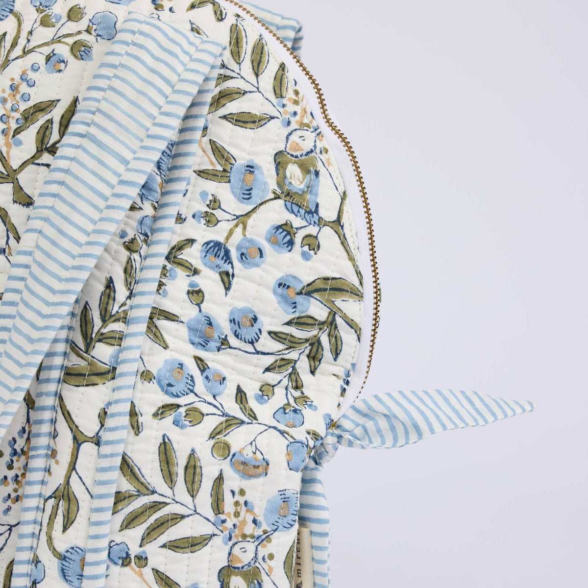 Blue Songbird Quilted Shopping Tote
