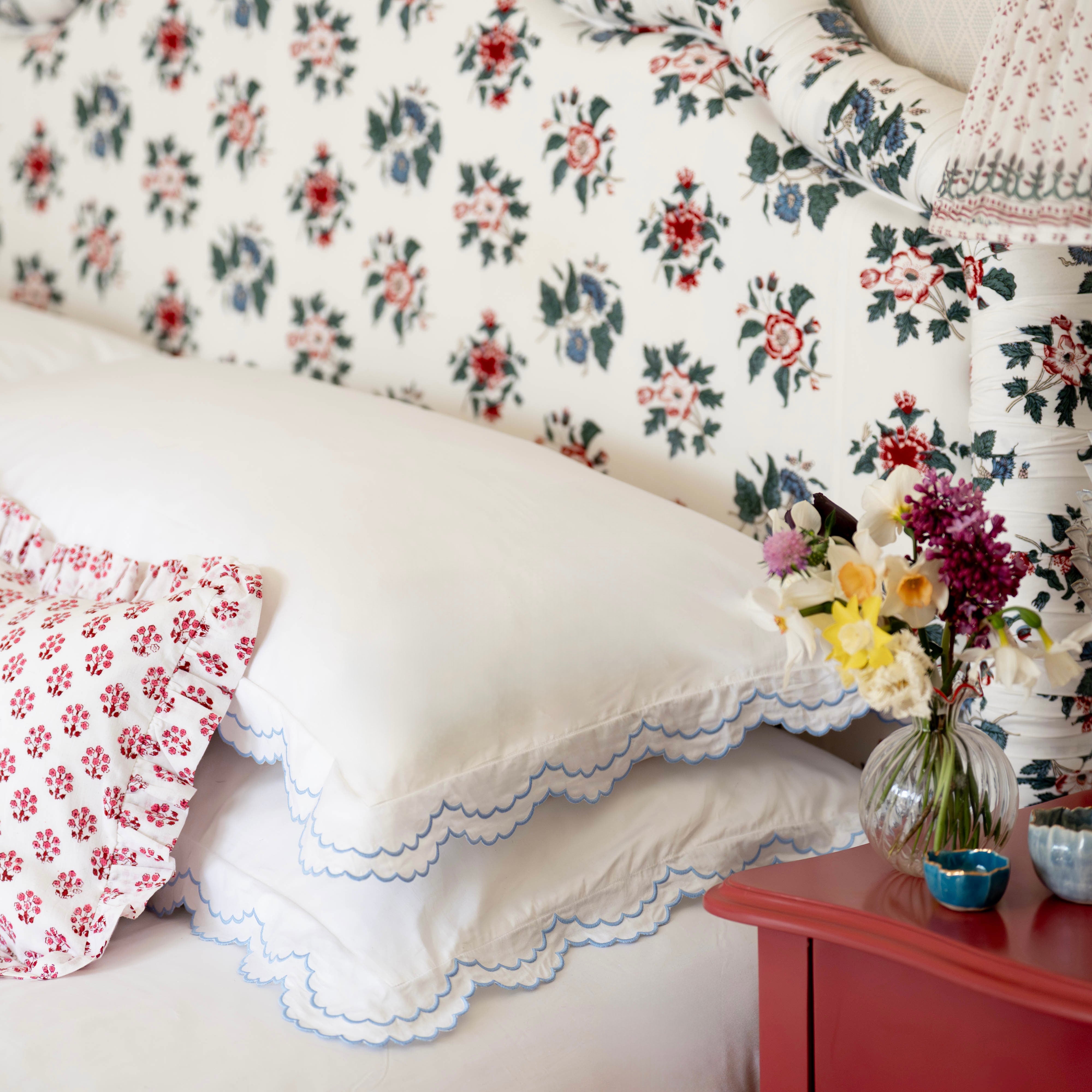 Blue Isabella Scalloped Pillowcase