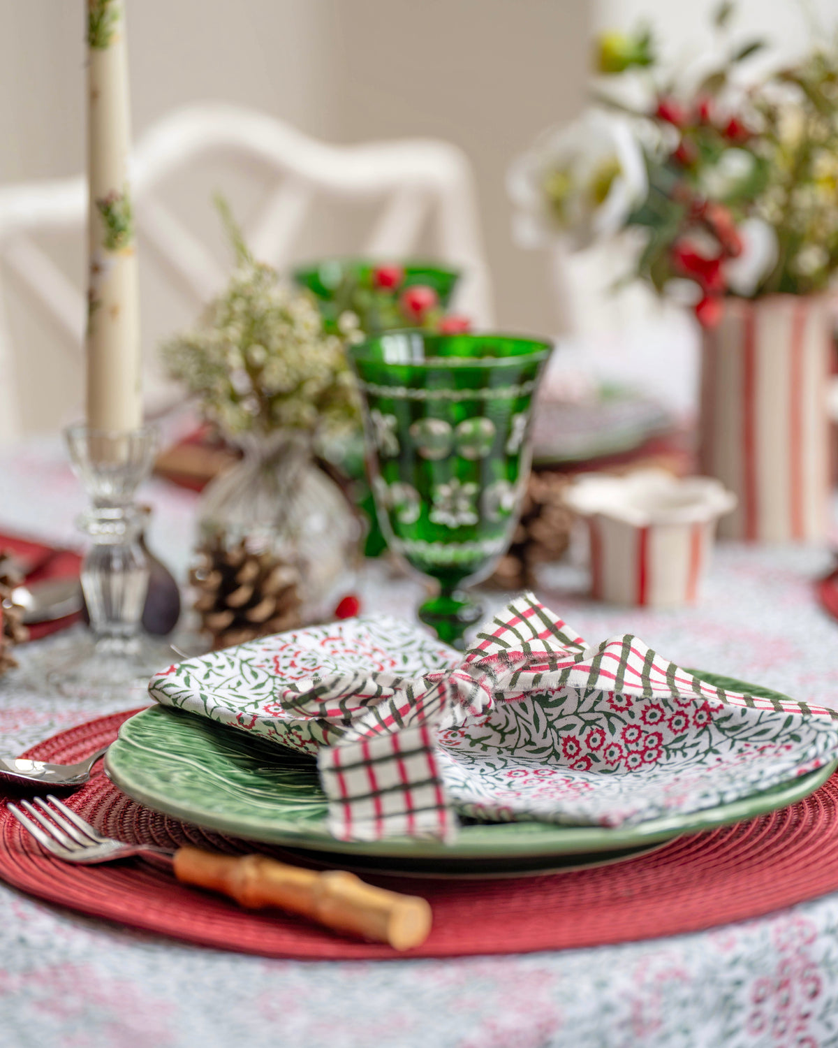 Festive Flowers Handblocked Tablecloth
