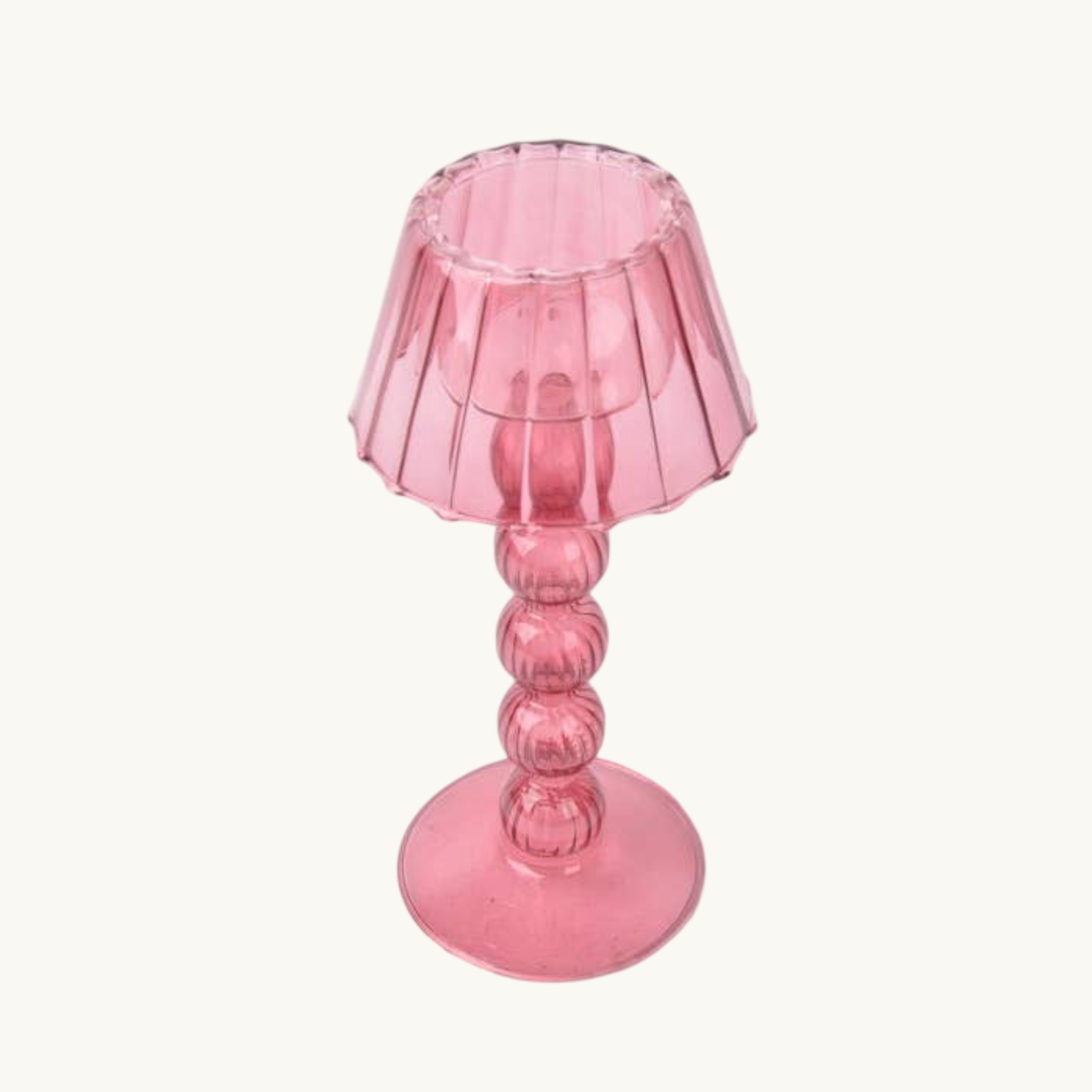 Pink Lamp-Style Glass Tealight Holder
